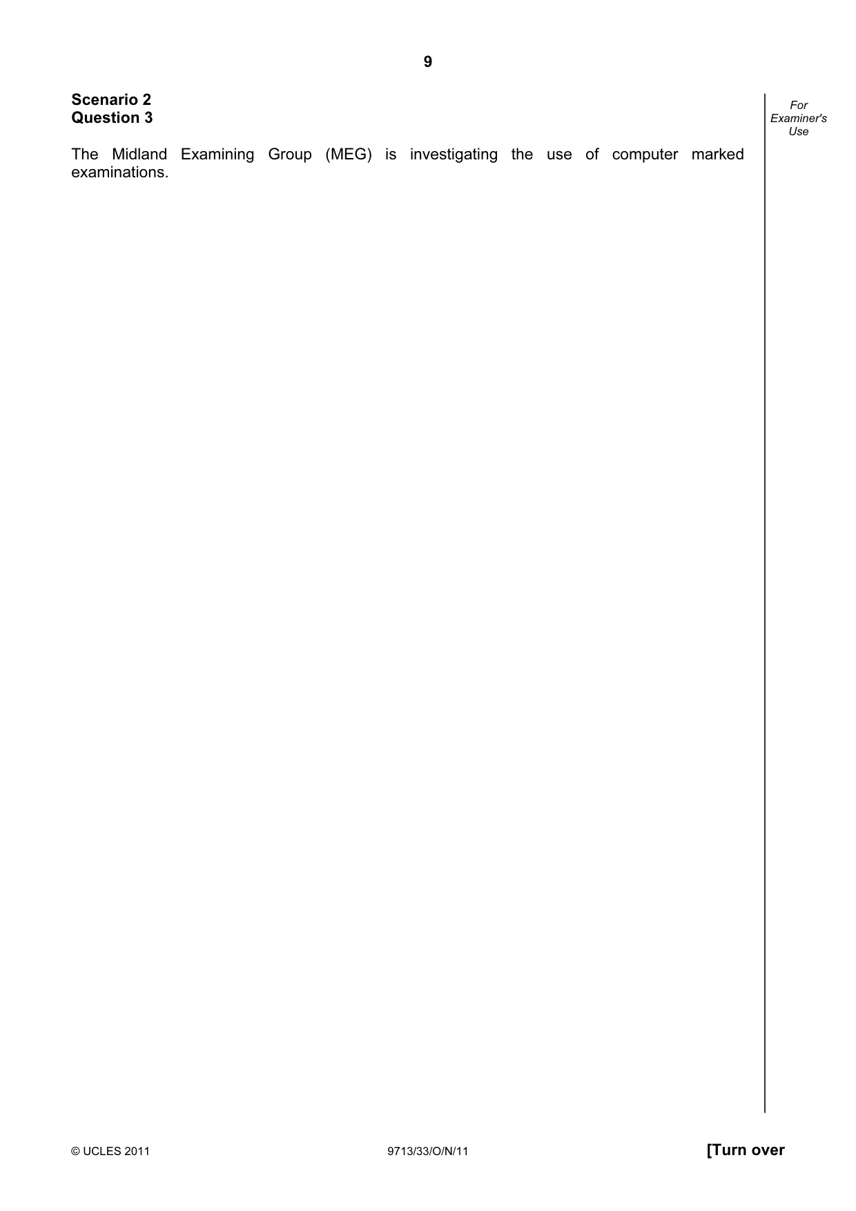 Cambridge A Level Applied Information and Communication Technology 9713 2011 Oct/Nov Paper 3 · Variant 3 question paper, page 9 of 24