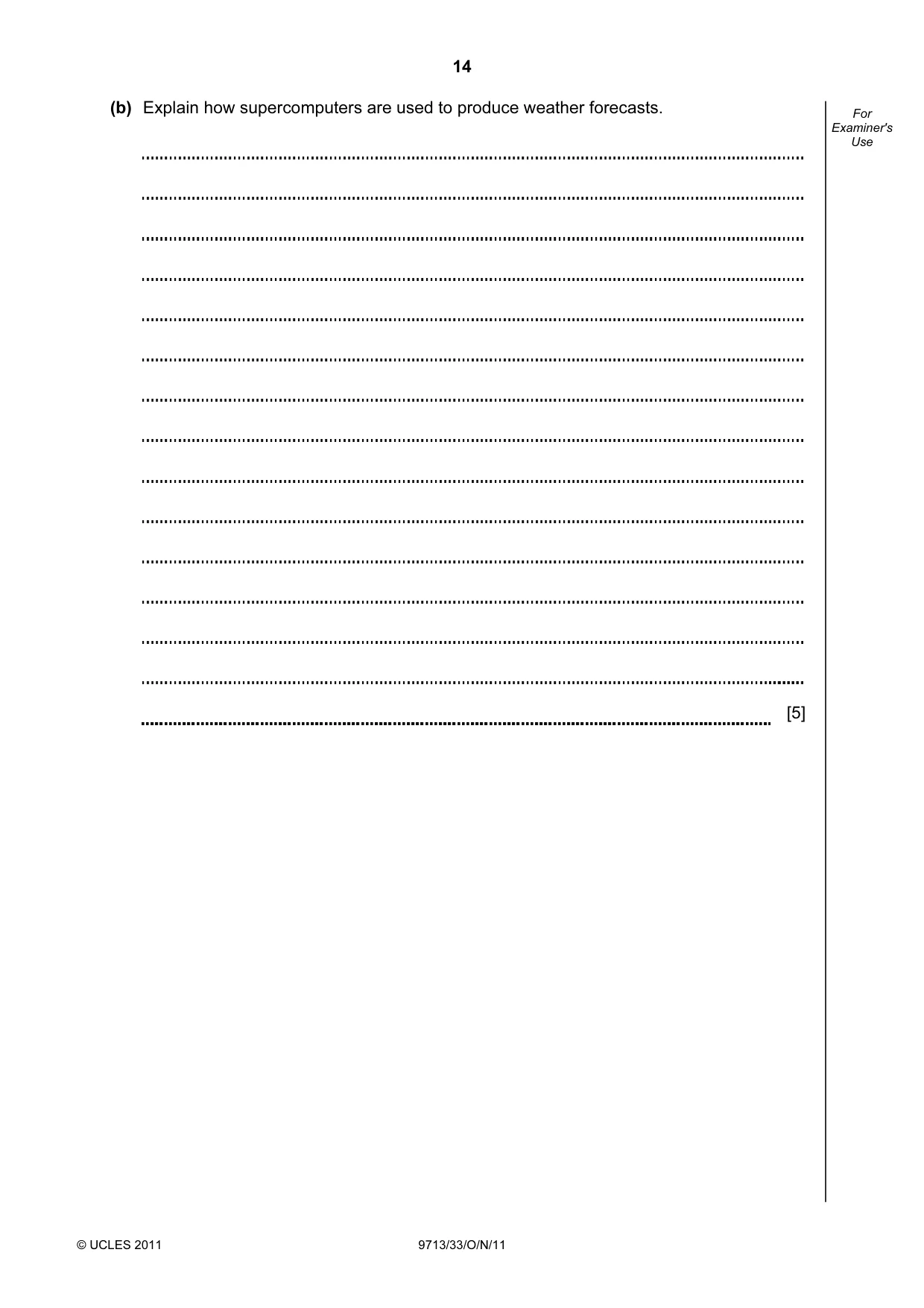 Cambridge A Level Applied Information and Communication Technology 9713 2011 Oct/Nov Paper 3 · Variant 3 question paper, page 14 of 24