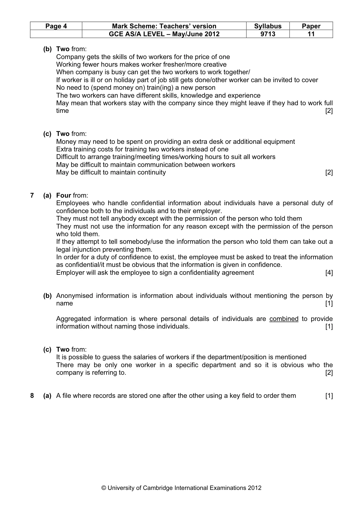 Mark scheme, page 4 of 7