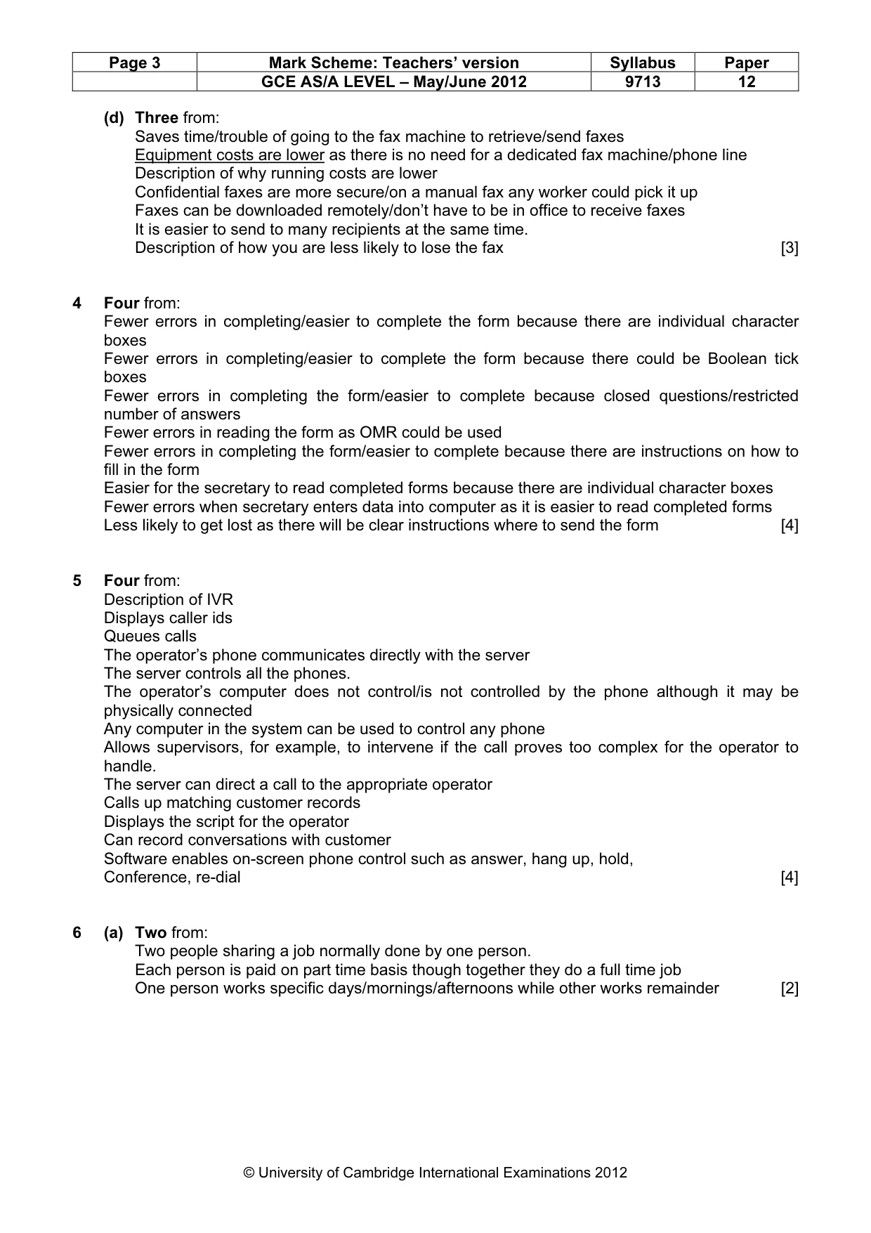 Mark scheme, page 3 of 7
