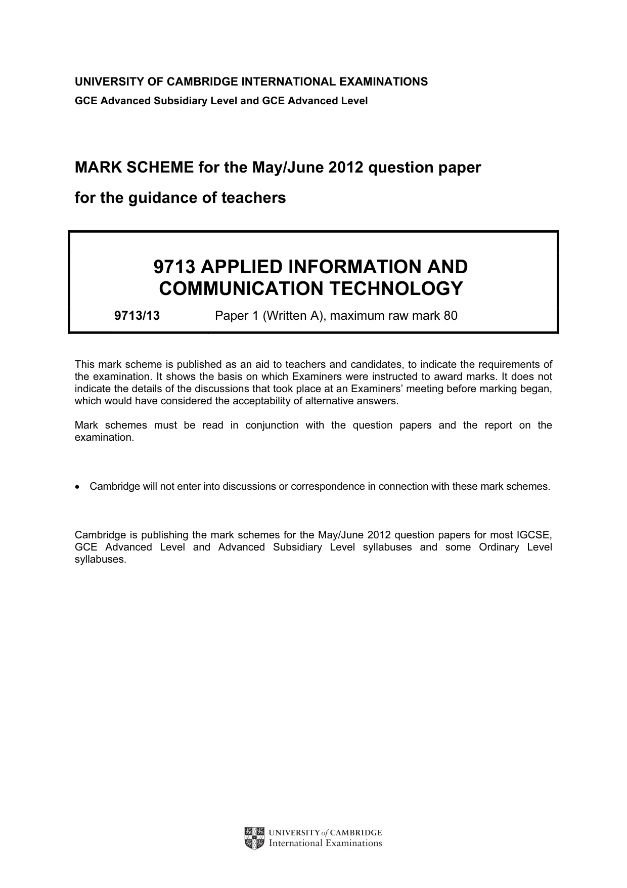 Mark scheme, page 1 of 5