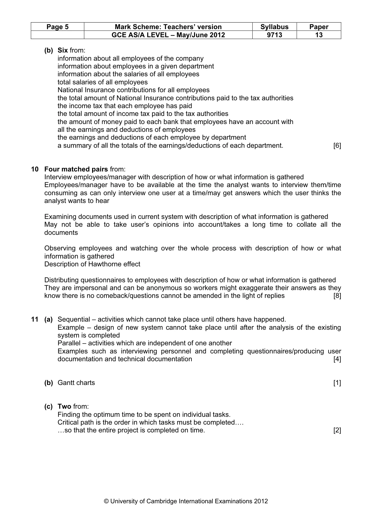 Mark scheme, page 5 of 5
