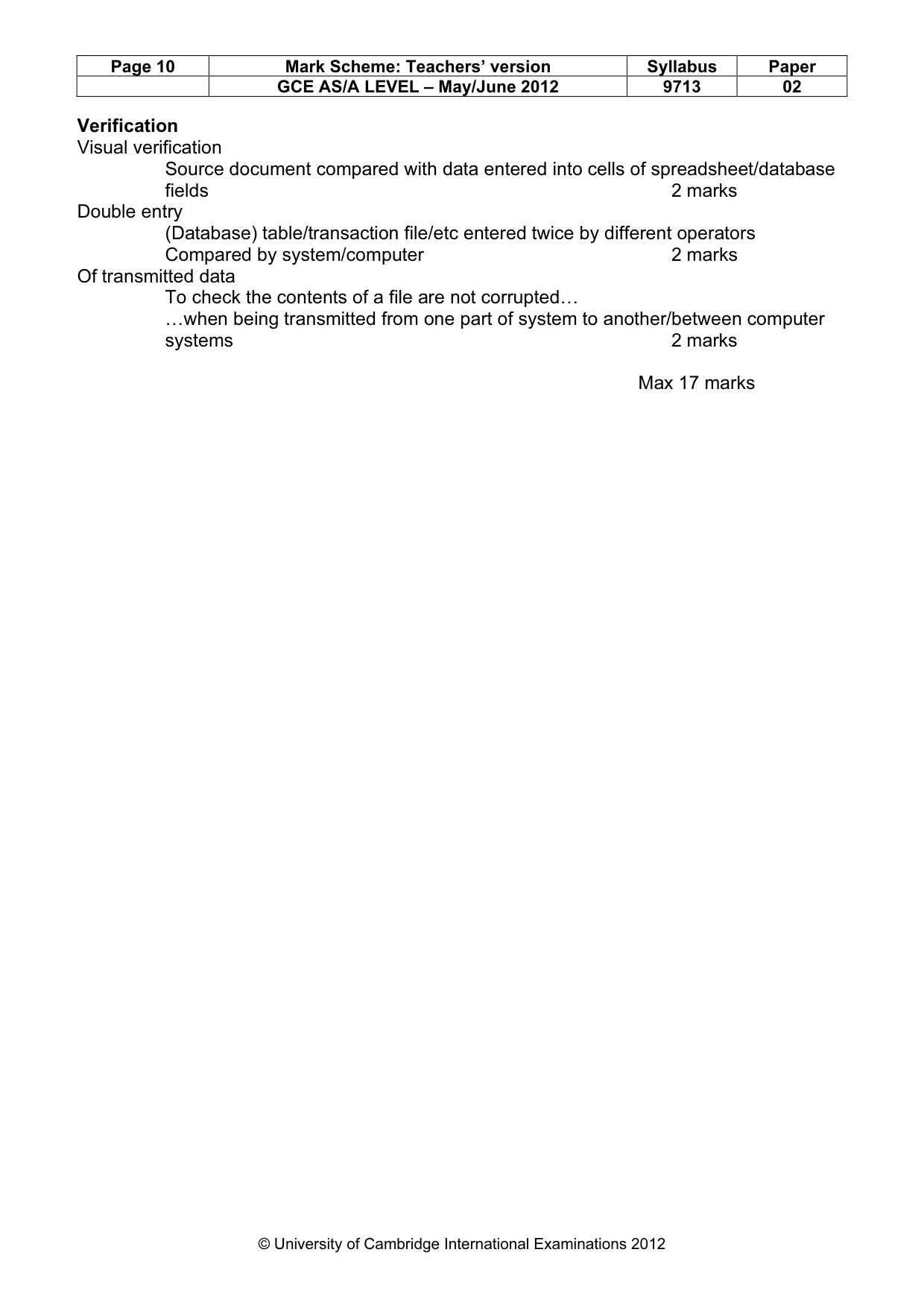 Mark scheme, page 10 of 13