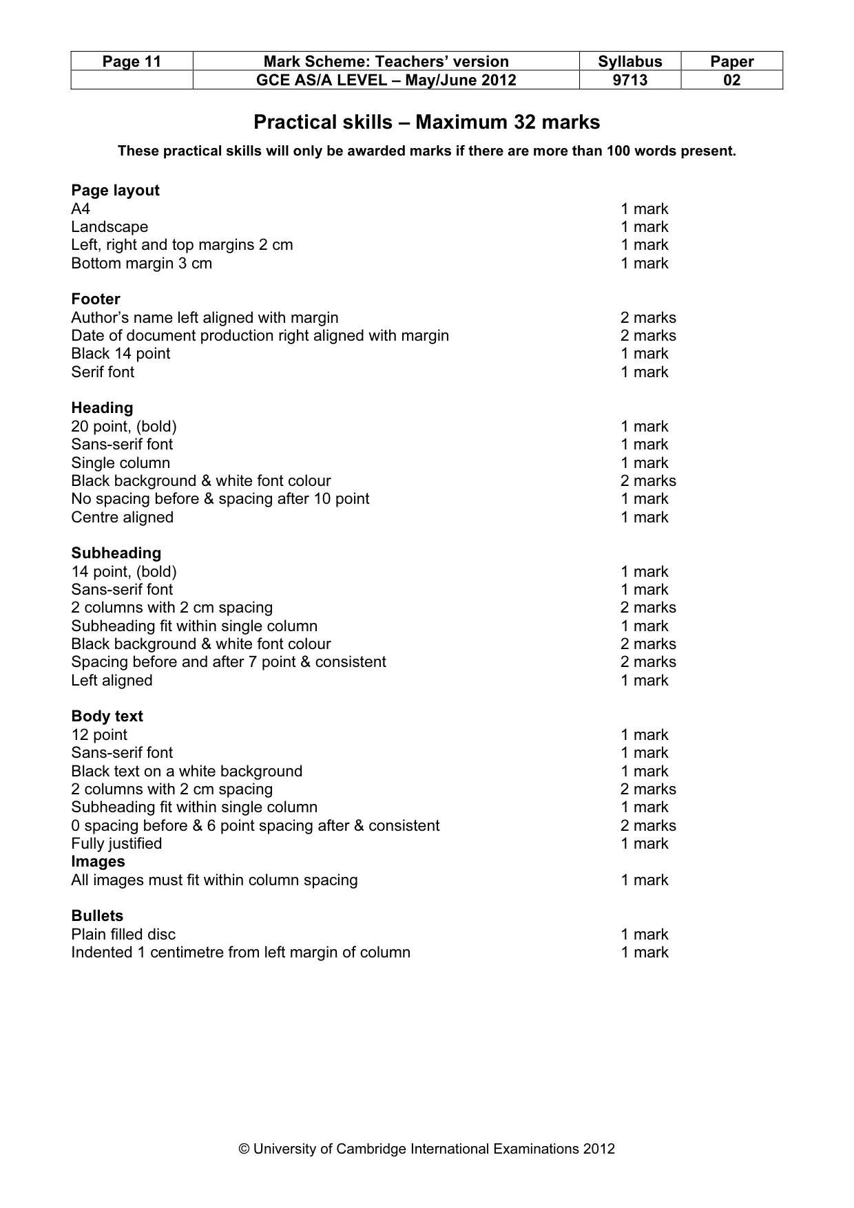 Mark scheme, page 11 of 13