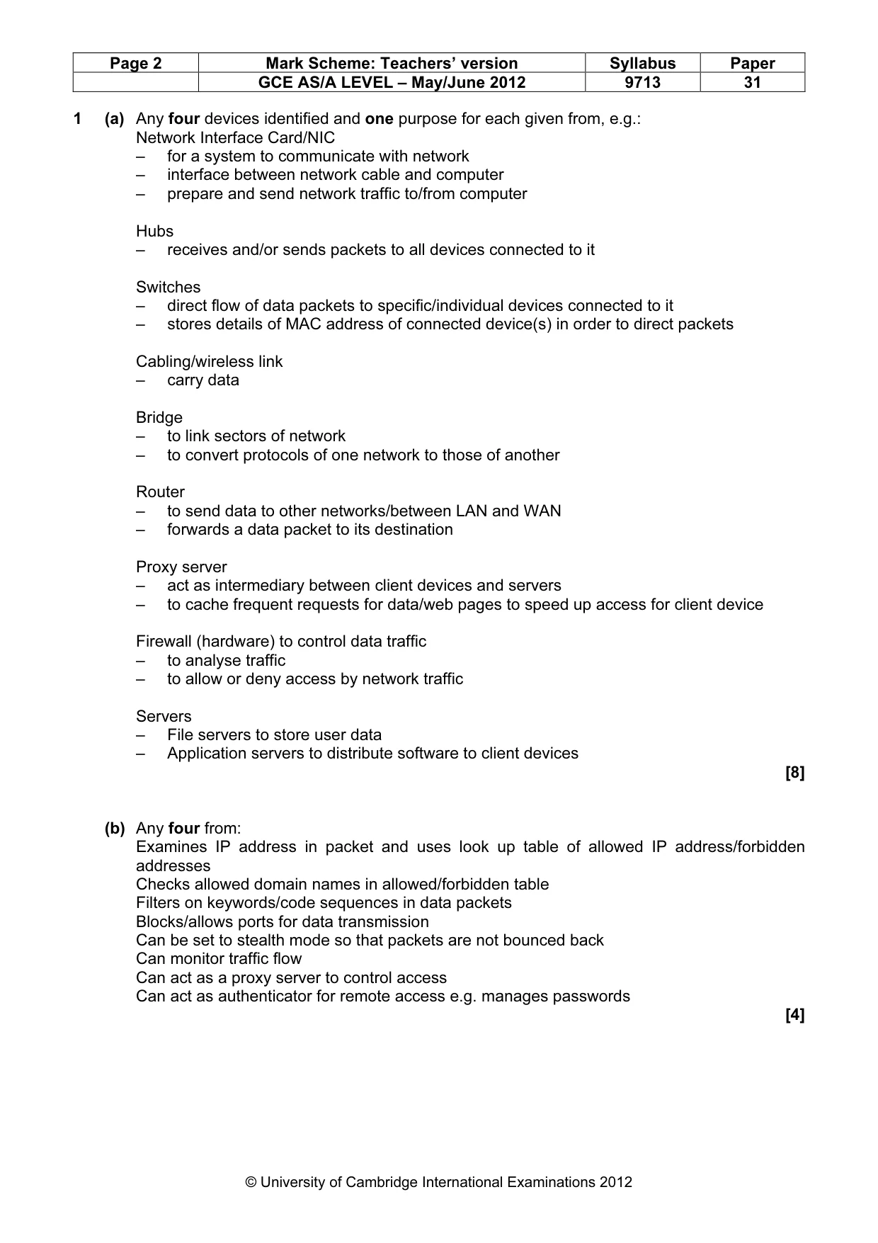 Mark scheme, page 2 of 8