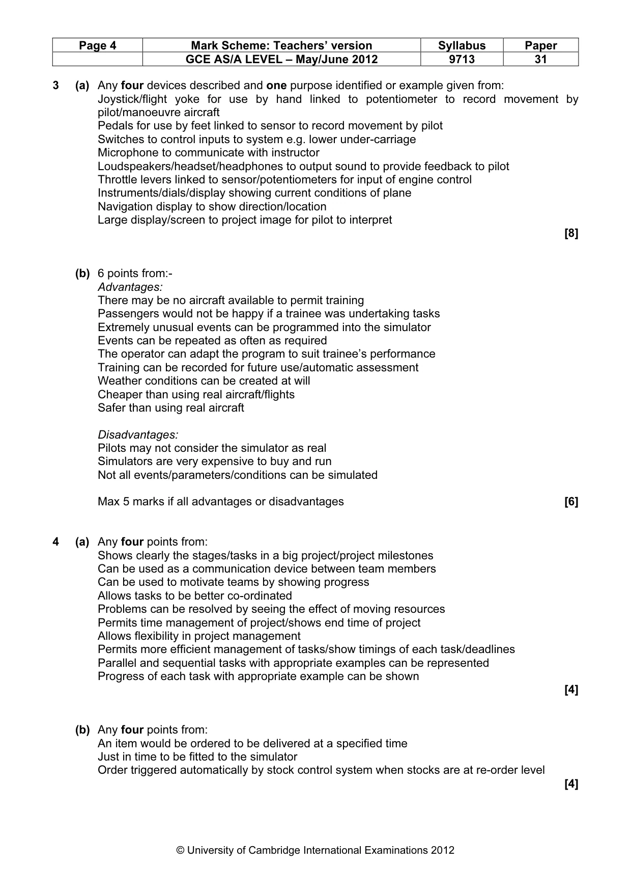 Mark scheme, page 4 of 8