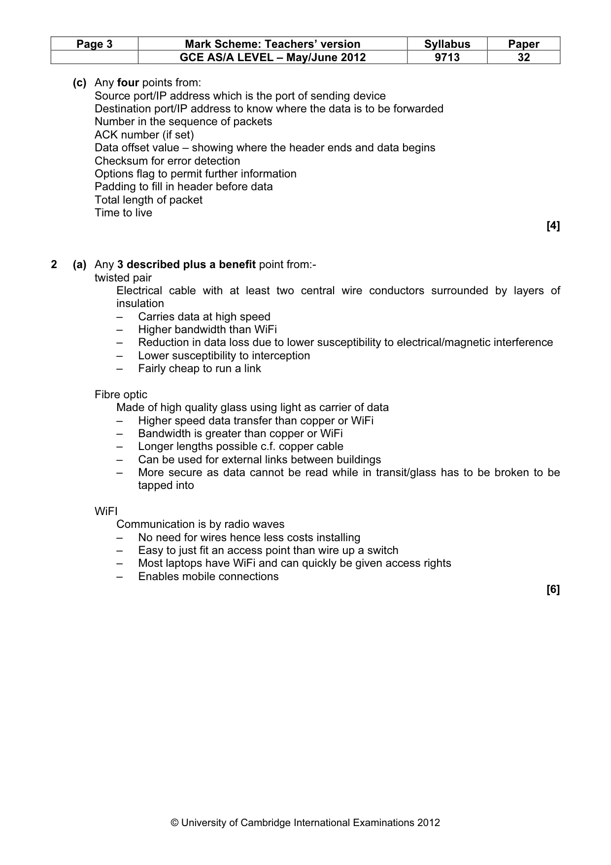 Mark scheme, page 3 of 8