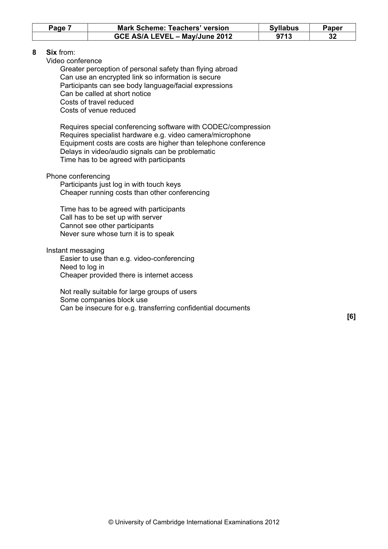 Mark scheme, page 7 of 8