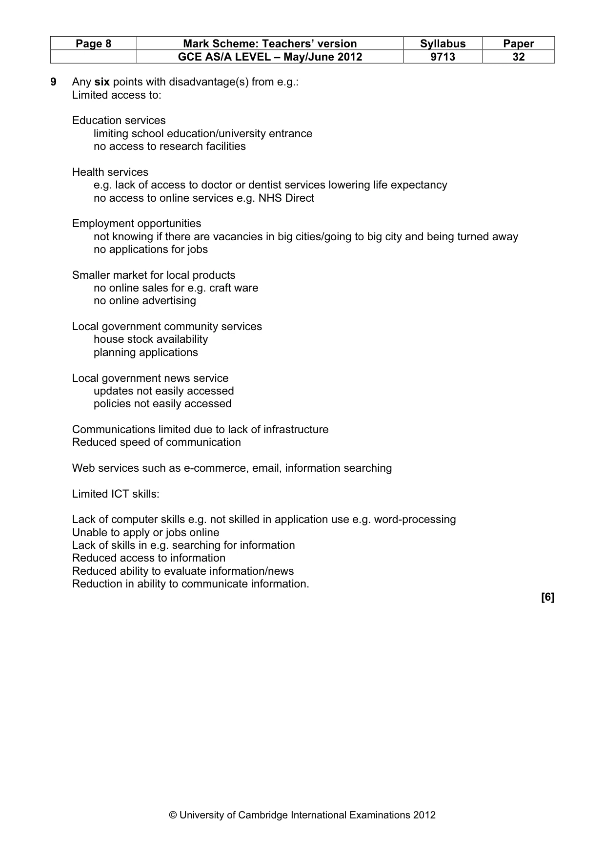 Mark scheme, page 8 of 8