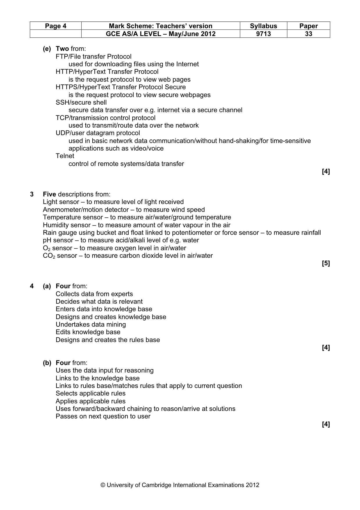 Mark scheme, page 4 of 6