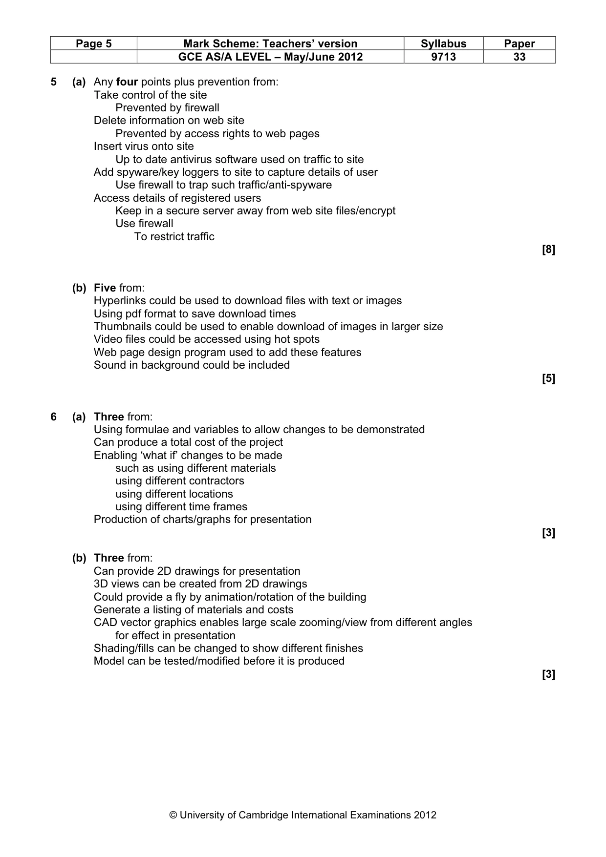 Mark scheme, page 5 of 6