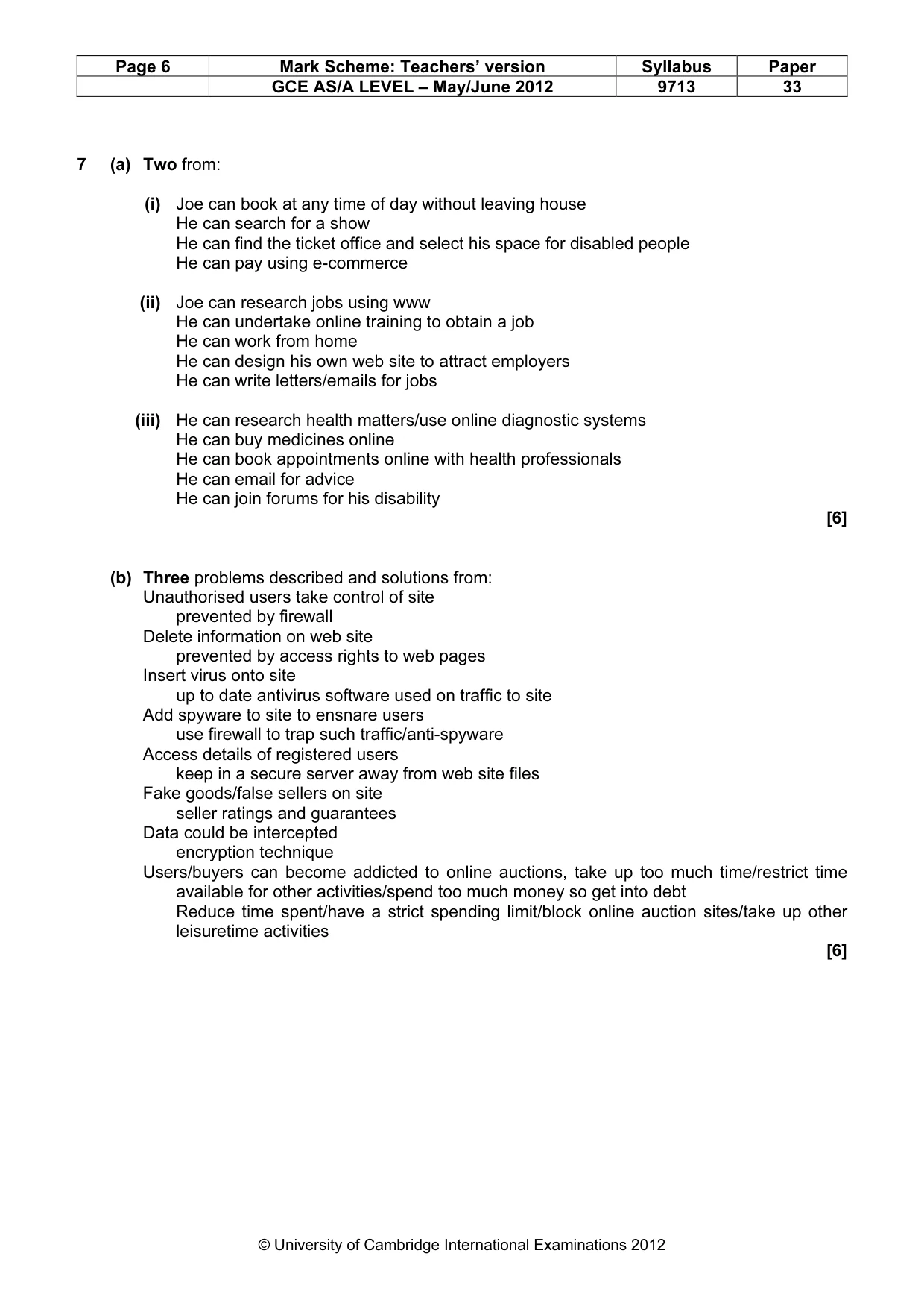 Mark scheme, page 6 of 6