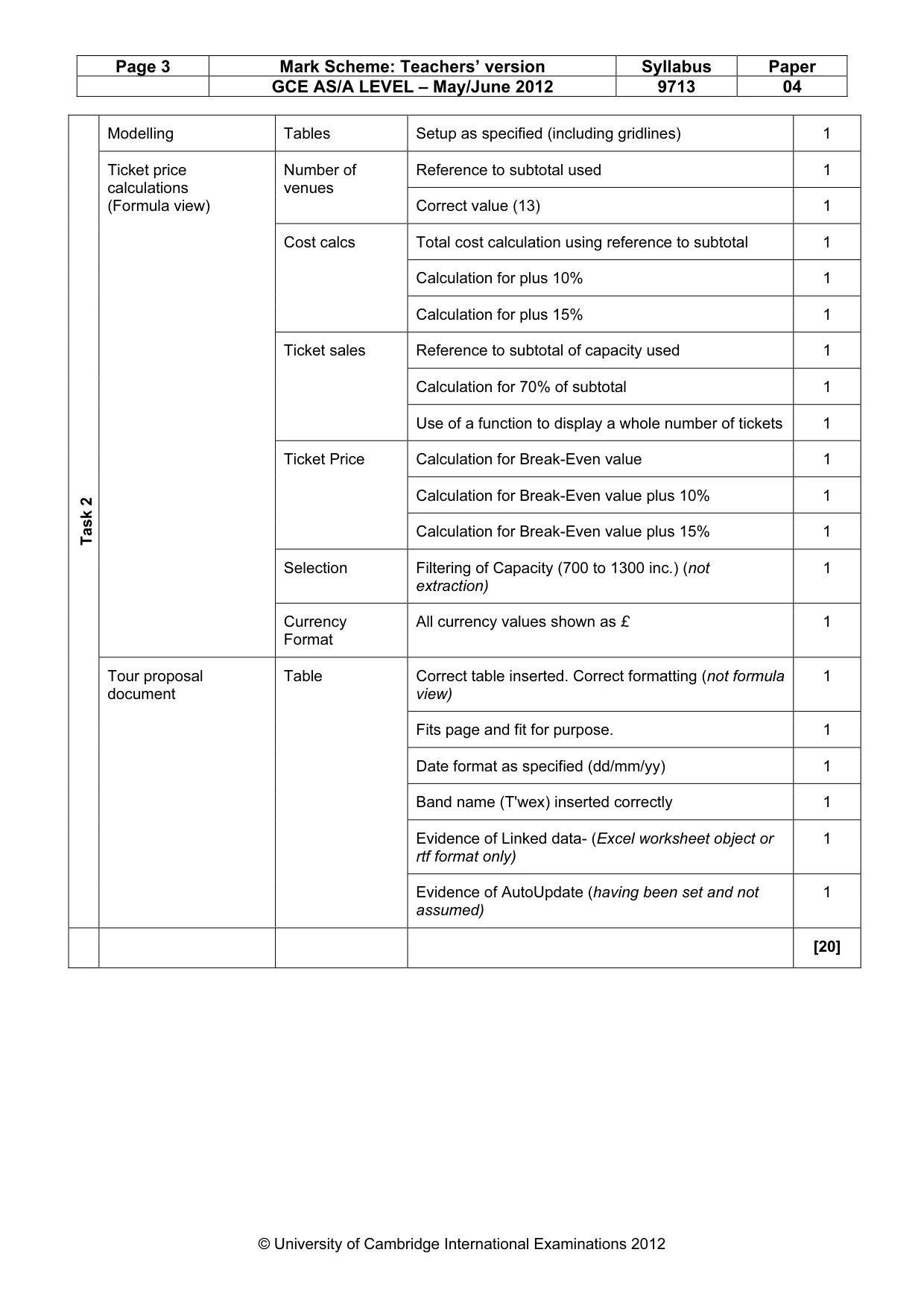 Mark scheme, page 3 of 6