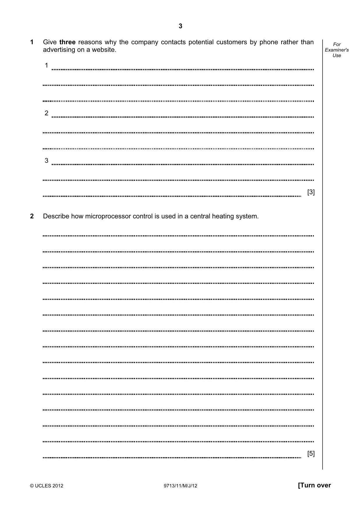 Cambridge A Level Applied Information and Communication Technology 9713 2012 May/June Paper 1 · Variant 1 question paper, page 3 of 20