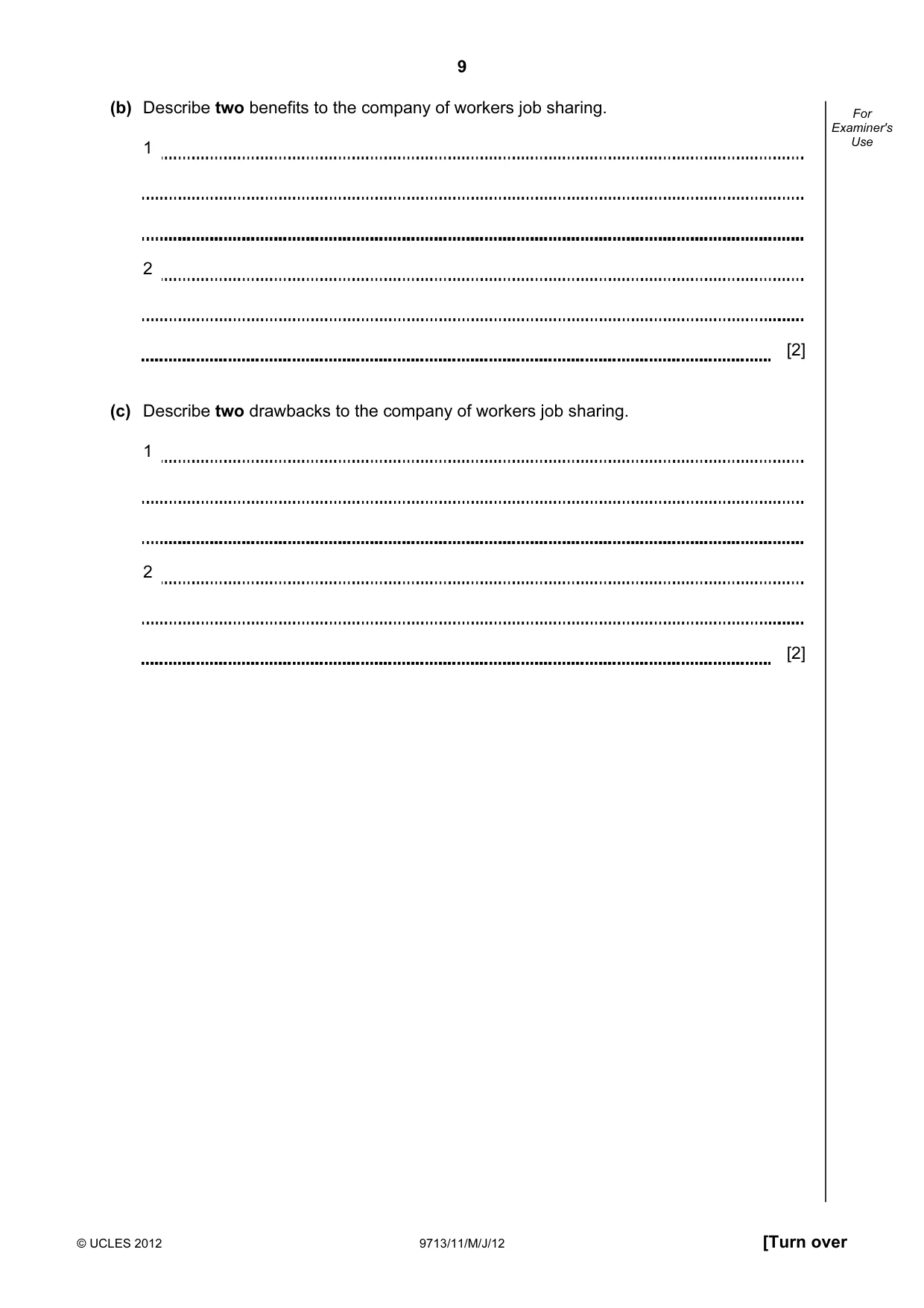 Cambridge A Level Applied Information and Communication Technology 9713 2012 May/June Paper 1 · Variant 1 question paper, page 9 of 20