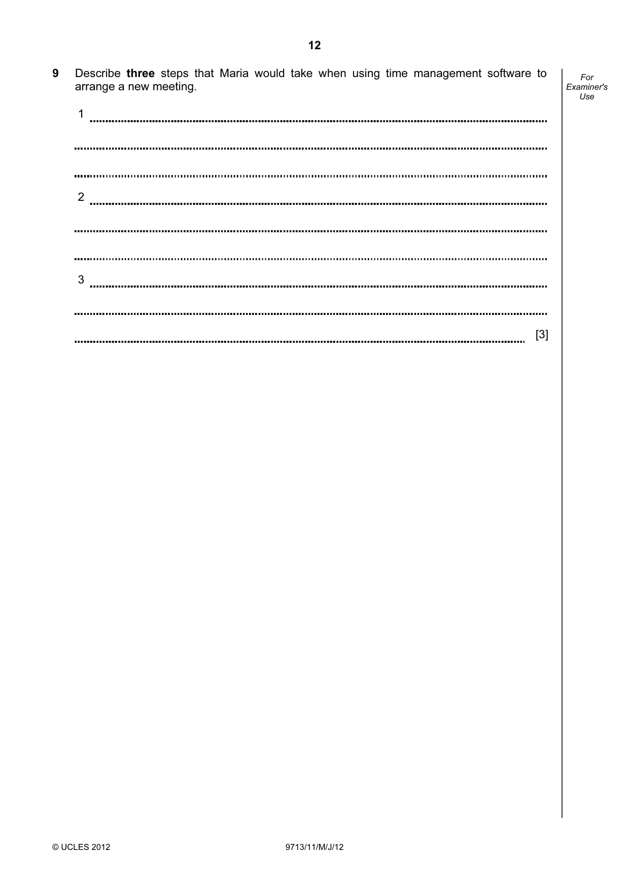 Cambridge A Level Applied Information and Communication Technology 9713 2012 May/June Paper 1 · Variant 1 question paper, page 12 of 20