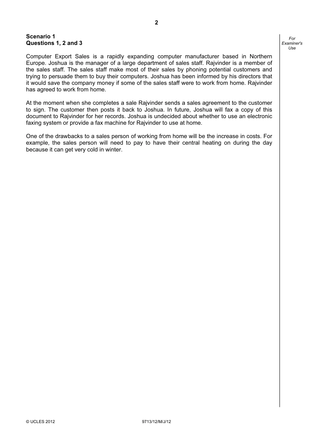 Cambridge A Level Applied Information and Communication Technology 9713 2012 May/June Paper 1 · Variant 2 question paper, page 2 of 20