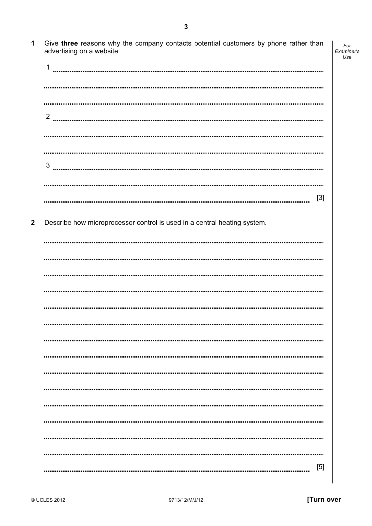 Cambridge A Level Applied Information and Communication Technology 9713 2012 May/June Paper 1 · Variant 2 question paper, page 3 of 20