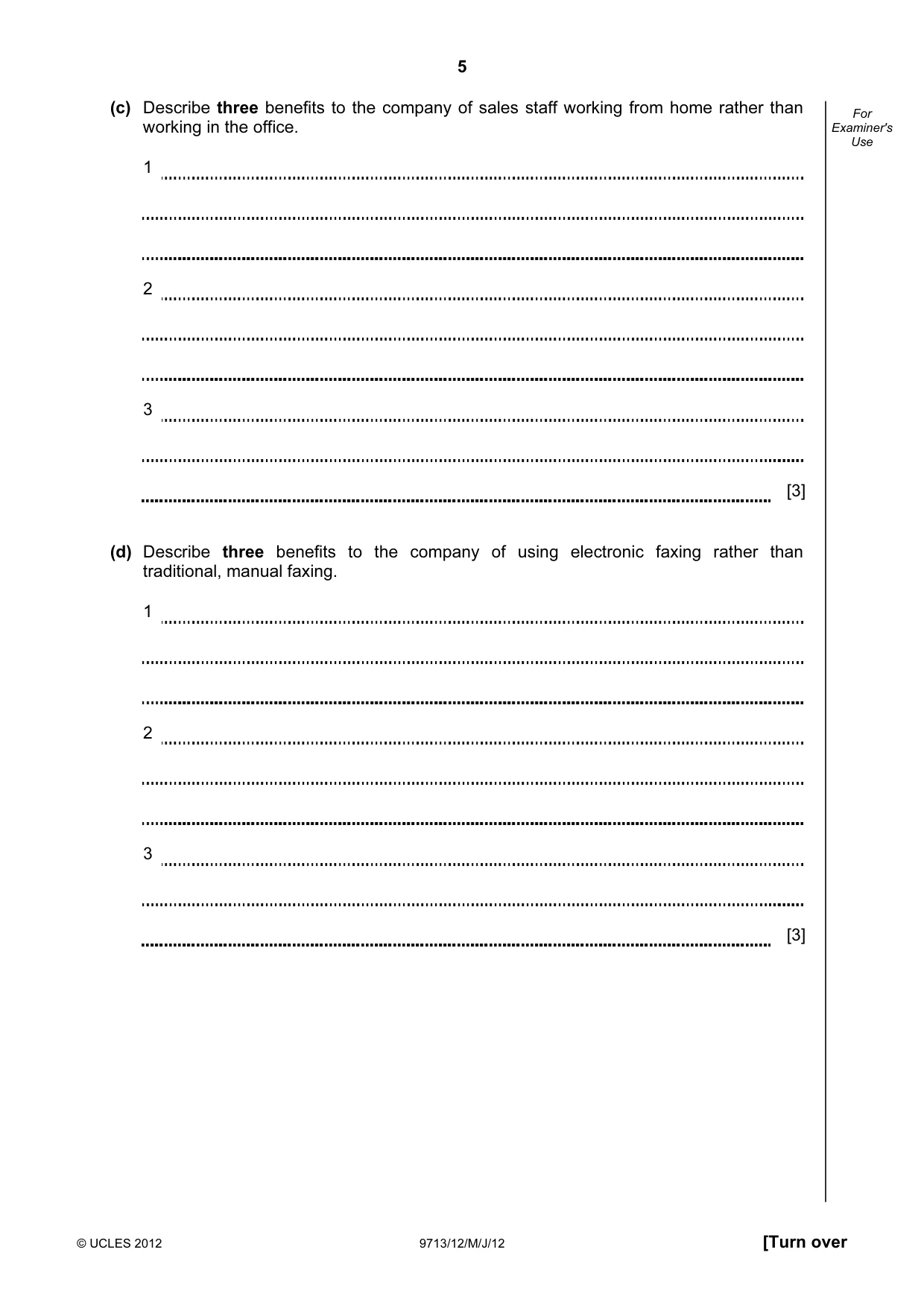 Cambridge A Level Applied Information and Communication Technology 9713 2012 May/June Paper 1 · Variant 2 question paper, page 5 of 20