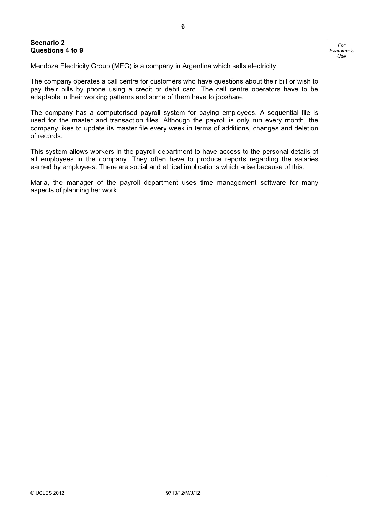 Cambridge A Level Applied Information and Communication Technology 9713 2012 May/June Paper 1 · Variant 2 question paper, page 6 of 20