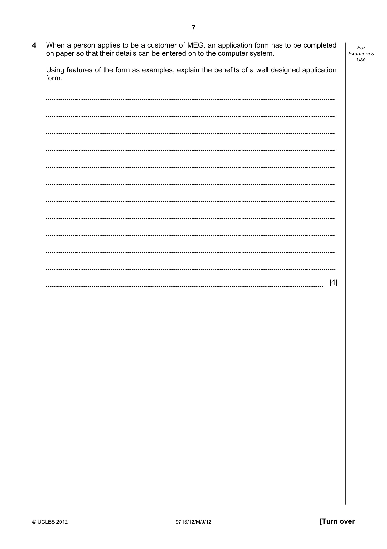 Cambridge A Level Applied Information and Communication Technology 9713 2012 May/June Paper 1 · Variant 2 question paper, page 7 of 20