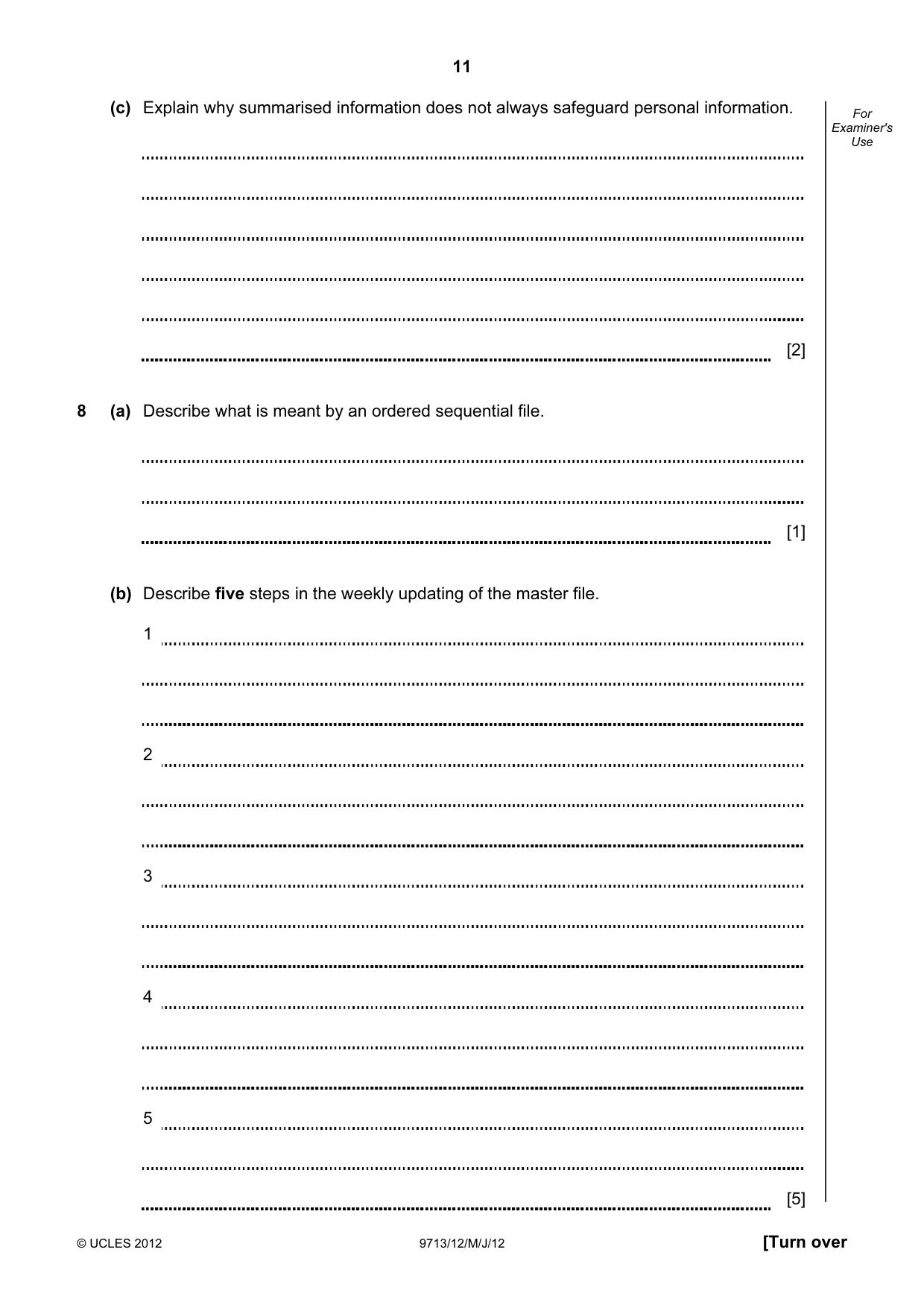 Cambridge A Level Applied Information and Communication Technology 9713 2012 May/June Paper 1 · Variant 2 question paper, page 11 of 20
