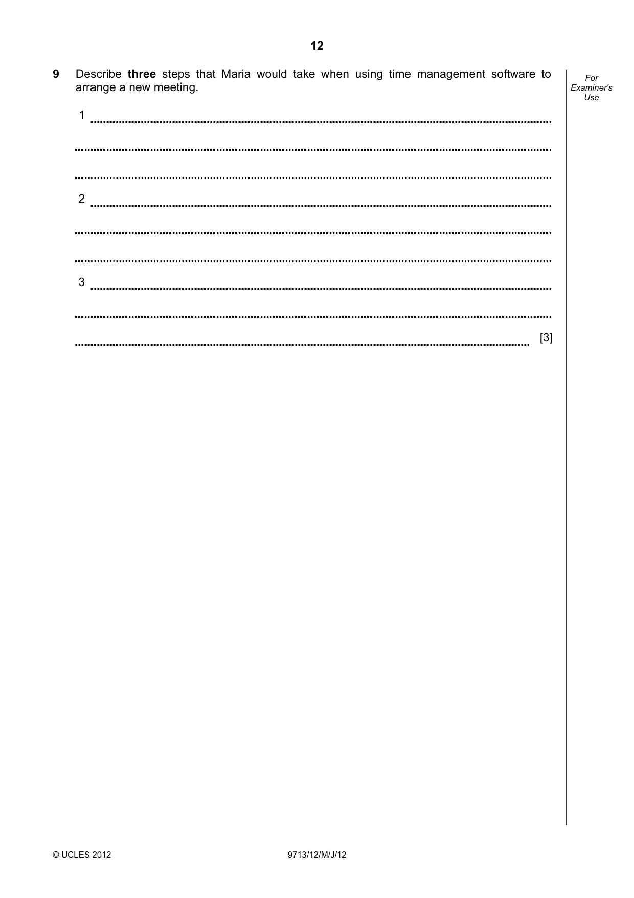 Cambridge A Level Applied Information and Communication Technology 9713 2012 May/June Paper 1 · Variant 2 question paper, page 12 of 20