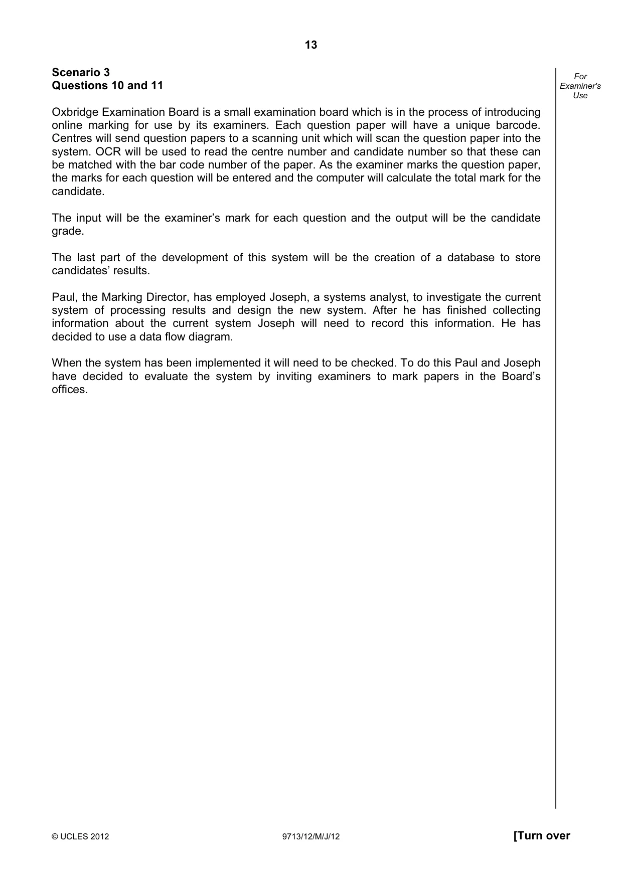 Cambridge A Level Applied Information and Communication Technology 9713 2012 May/June Paper 1 · Variant 2 question paper, page 13 of 20
