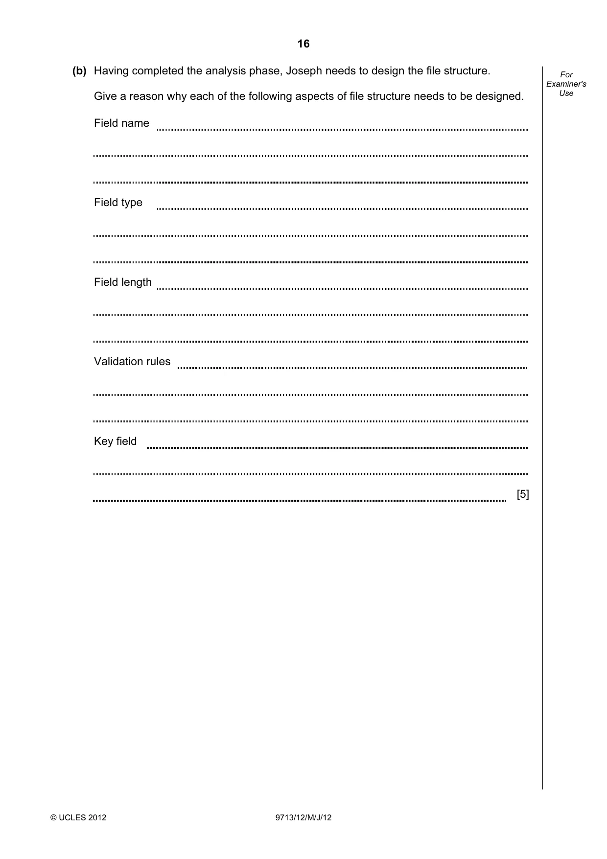 Cambridge A Level Applied Information and Communication Technology 9713 2012 May/June Paper 1 · Variant 2 question paper, page 16 of 20