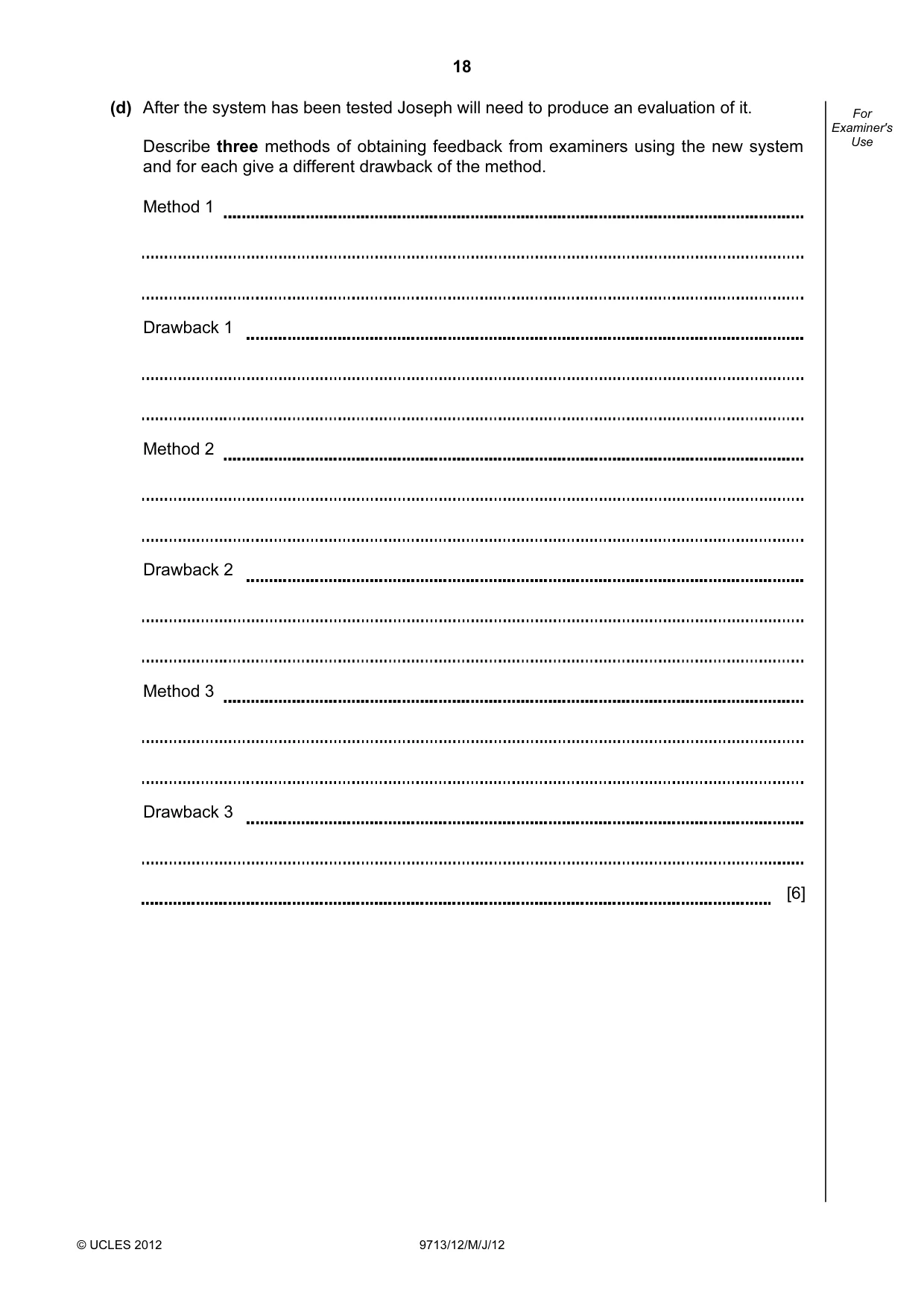 Cambridge A Level Applied Information and Communication Technology 9713 2012 May/June Paper 1 · Variant 2 question paper, page 18 of 20
