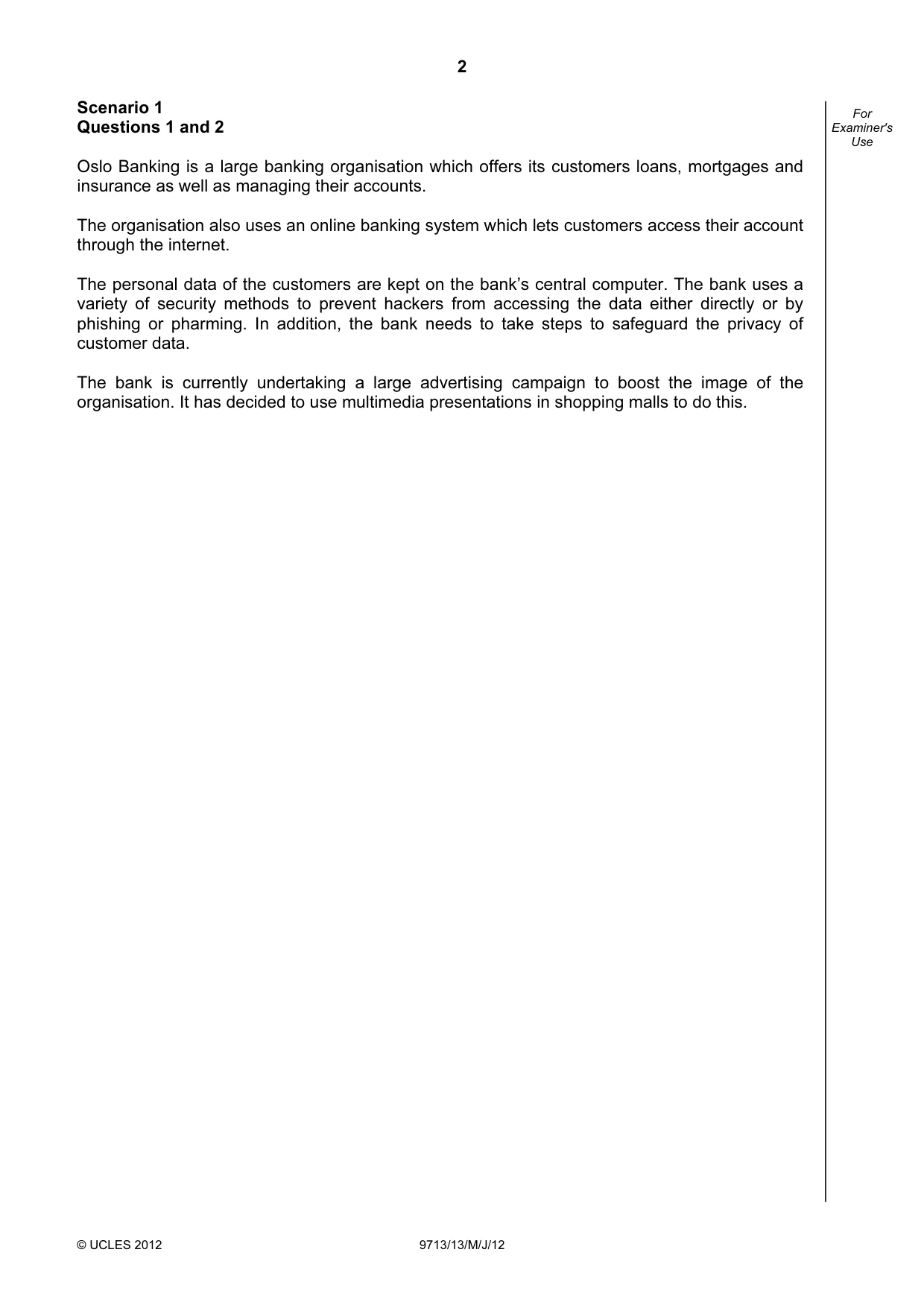 Cambridge A Level Applied Information and Communication Technology 9713 2012 May/June Paper 1 · Variant 3 question paper, page 2 of 20