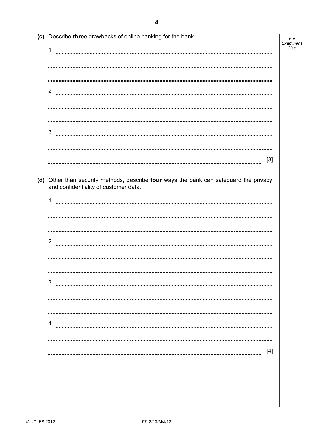 Cambridge A Level Applied Information and Communication Technology 9713 2012 May/June Paper 1 · Variant 3 question paper, page 4 of 20