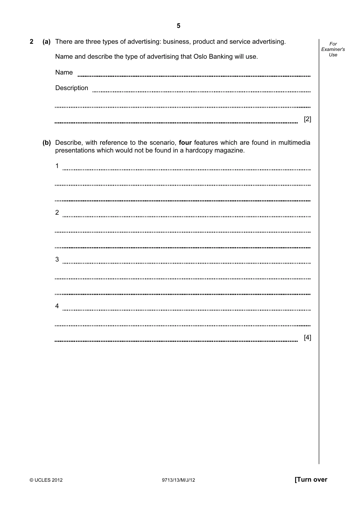 Cambridge A Level Applied Information and Communication Technology 9713 2012 May/June Paper 1 · Variant 3 question paper, page 5 of 20