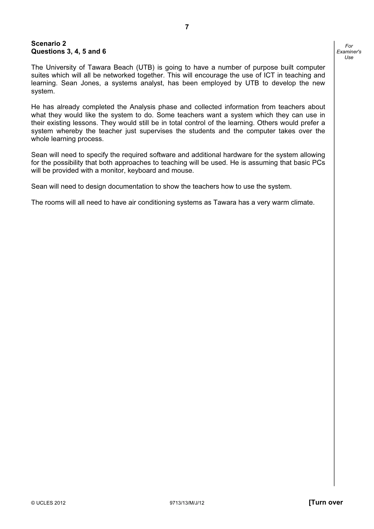 Cambridge A Level Applied Information and Communication Technology 9713 2012 May/June Paper 1 · Variant 3 question paper, page 7 of 20