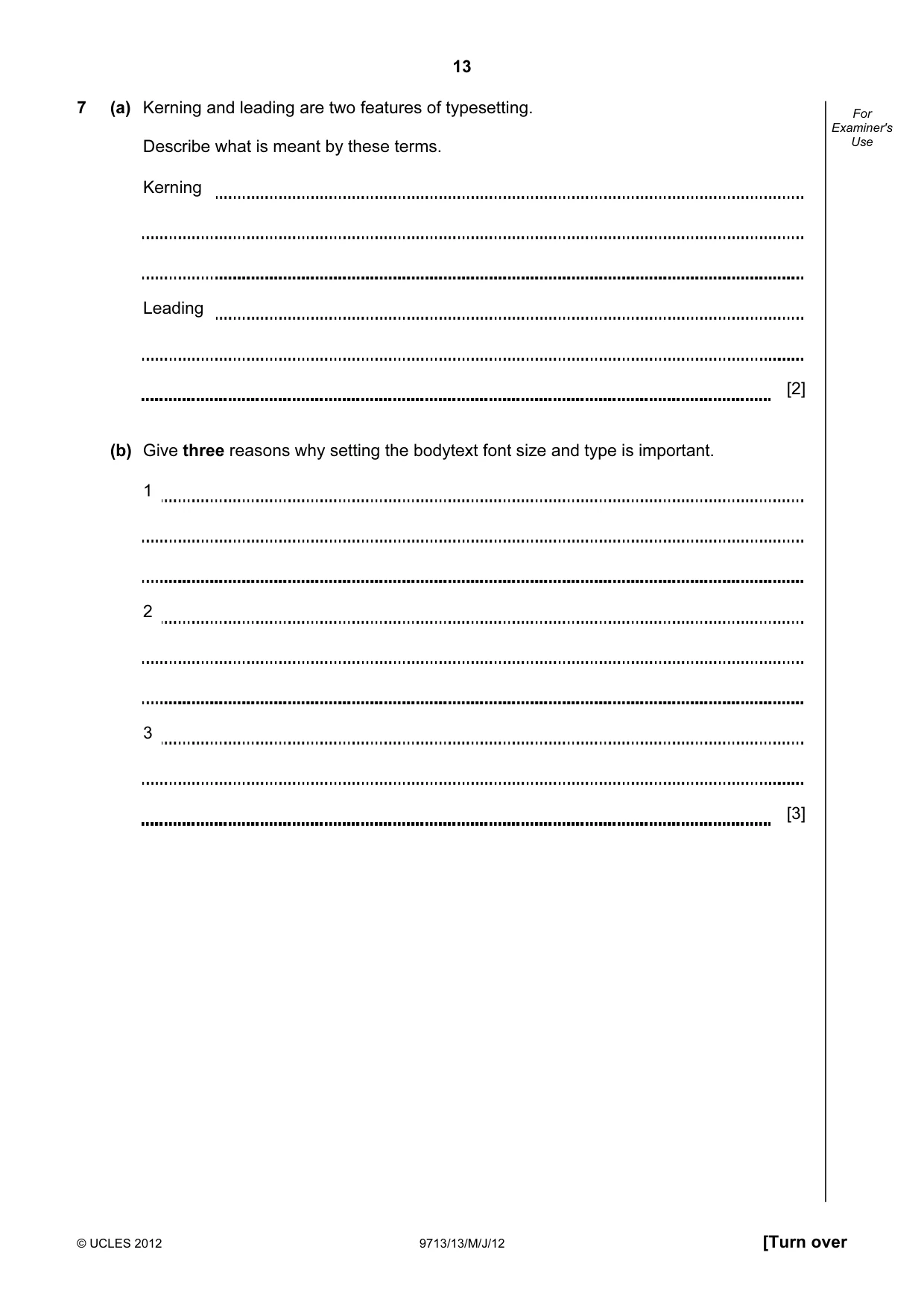 Cambridge A Level Applied Information and Communication Technology 9713 2012 May/June Paper 1 · Variant 3 question paper, page 13 of 20