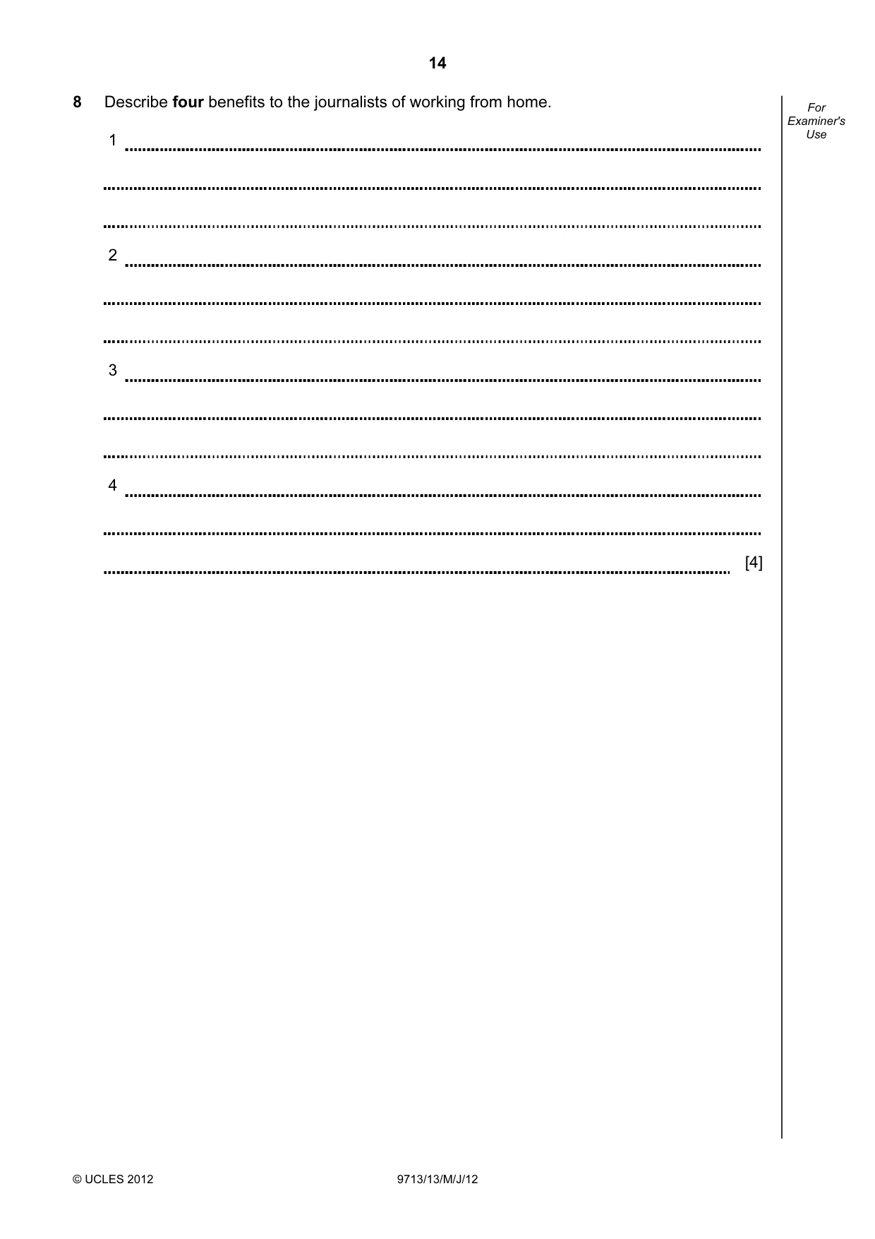 Cambridge A Level Applied Information and Communication Technology 9713 2012 May/June Paper 1 · Variant 3 question paper, page 14 of 20