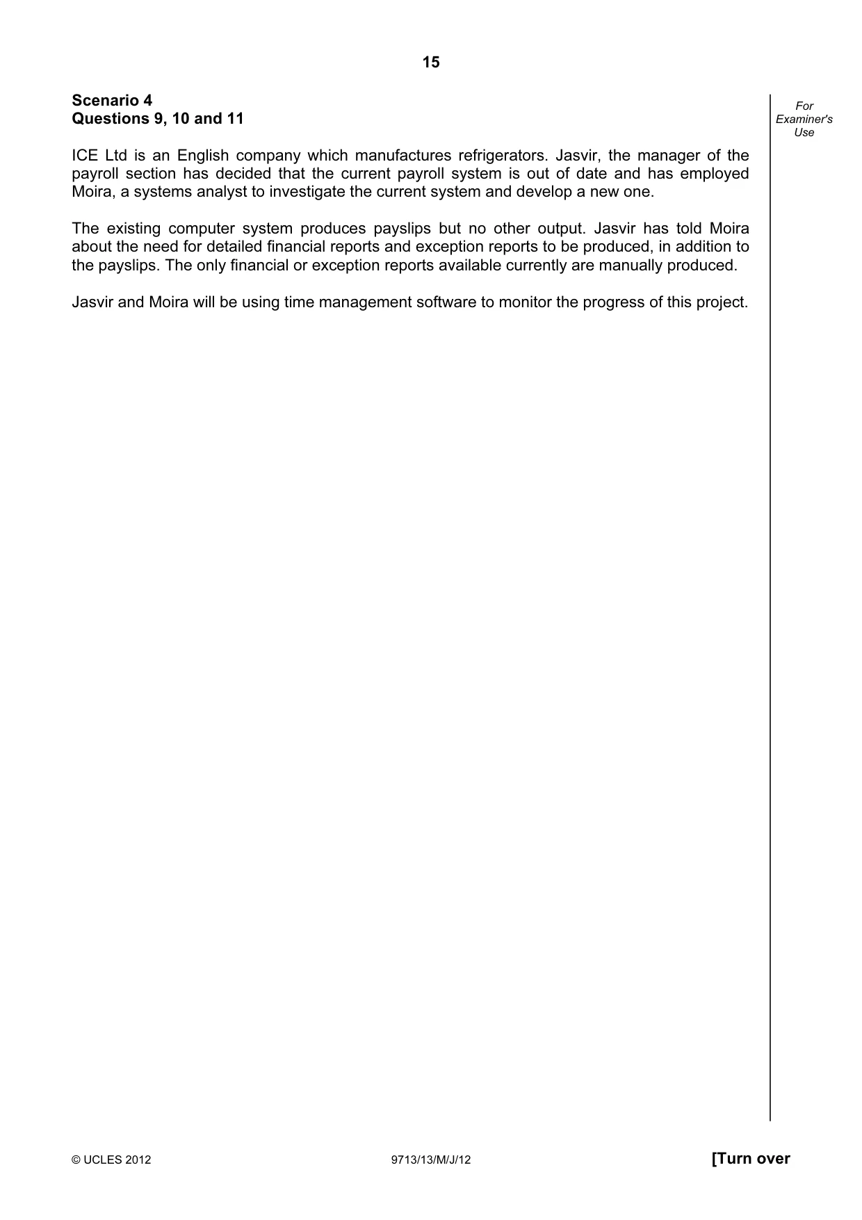 Cambridge A Level Applied Information and Communication Technology 9713 2012 May/June Paper 1 · Variant 3 question paper, page 15 of 20