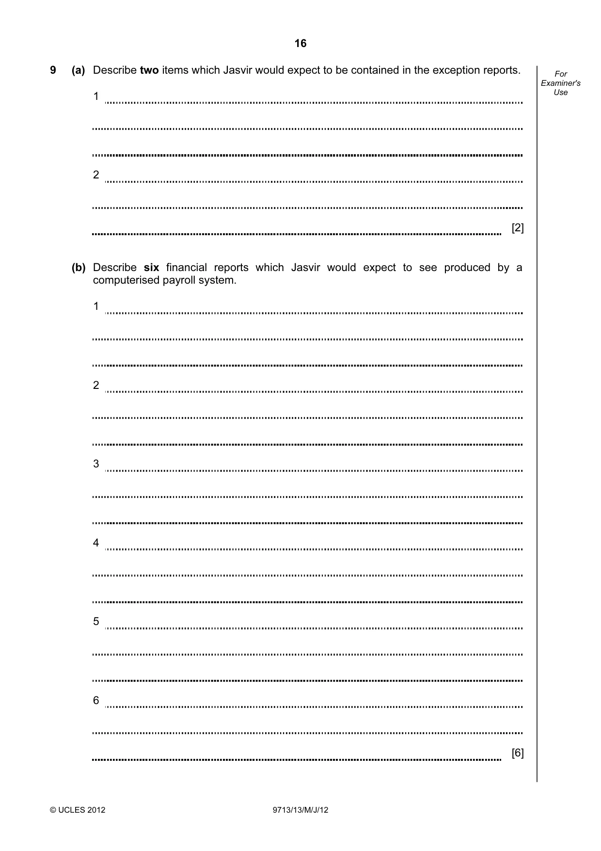 Cambridge A Level Applied Information and Communication Technology 9713 2012 May/June Paper 1 · Variant 3 question paper, page 16 of 20
