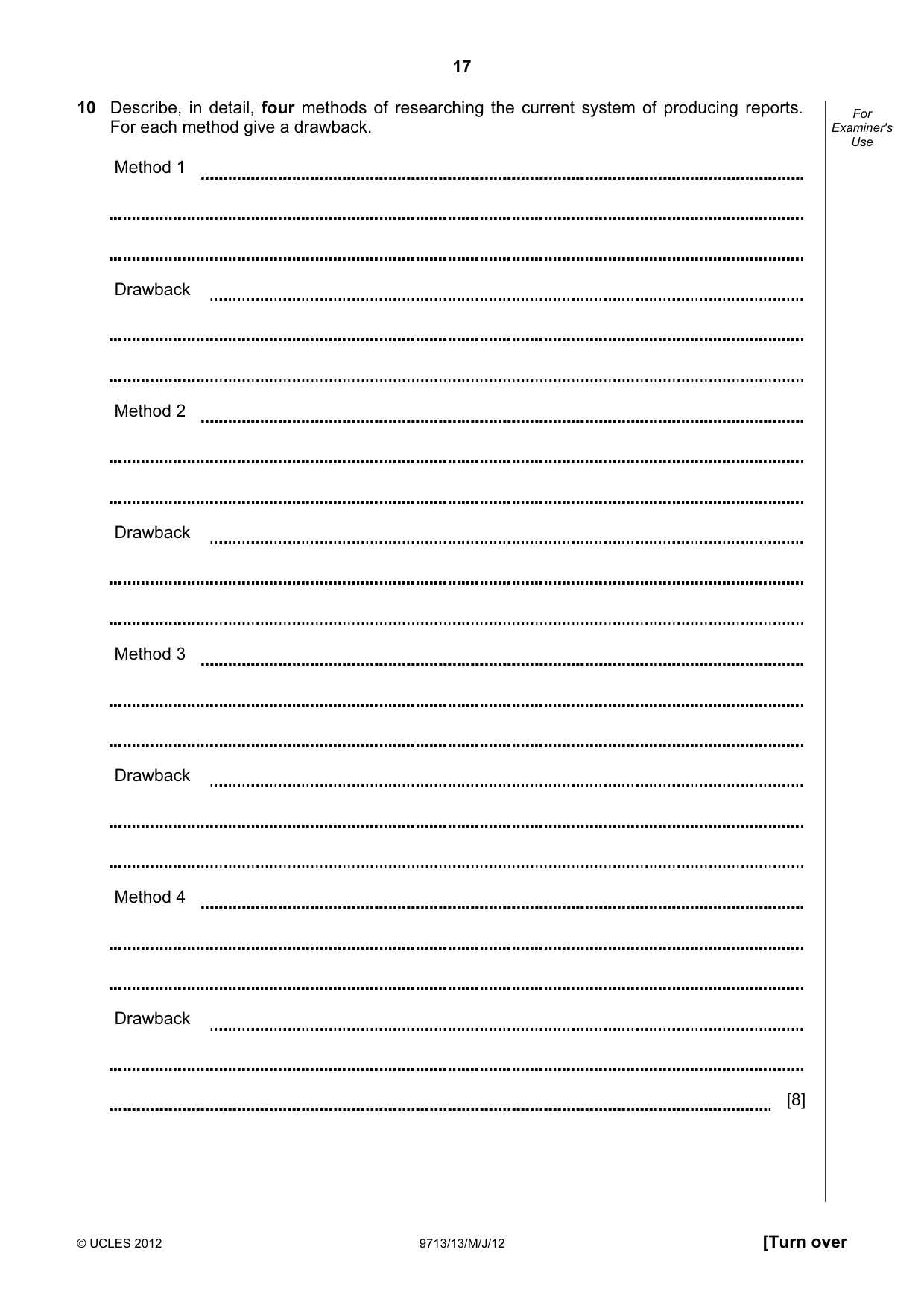 Cambridge A Level Applied Information and Communication Technology 9713 2012 May/June Paper 1 · Variant 3 question paper, page 17 of 20