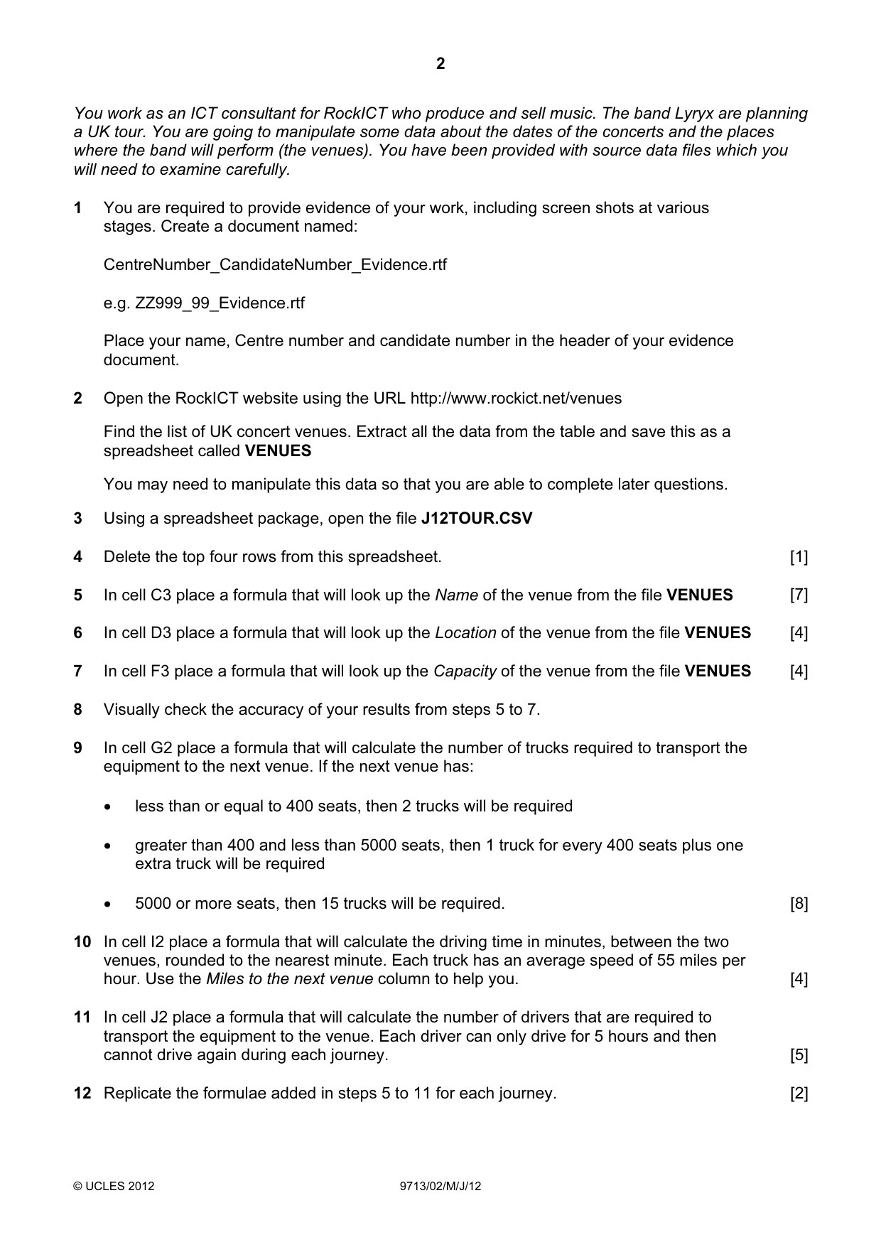 Cambridge A Level Applied Information and Communication Technology 9713 2012 May/June Paper 2 · Variant 1 question paper, page 2 of 4