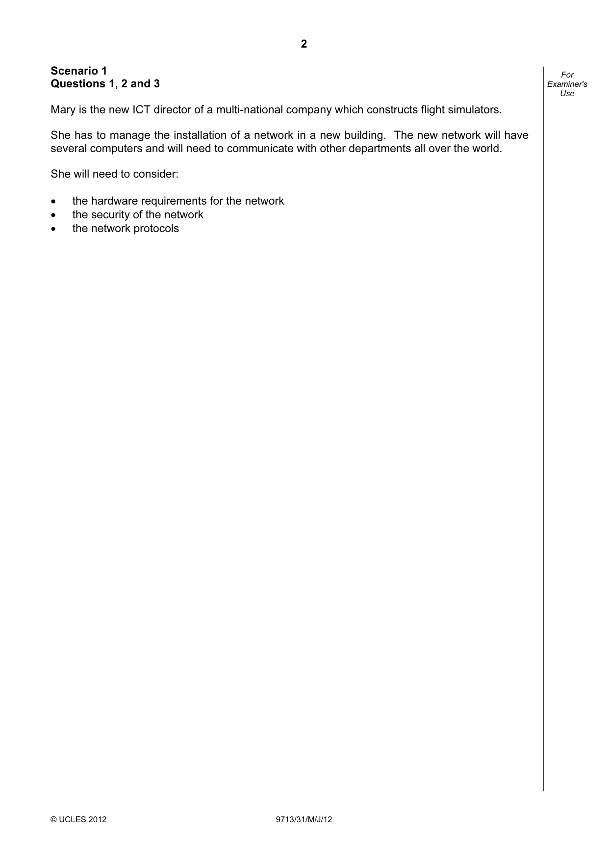Cambridge A Level Applied Information and Communication Technology 9713 2012 May/June Paper 3 · Variant 1 question paper, page 2 of 16