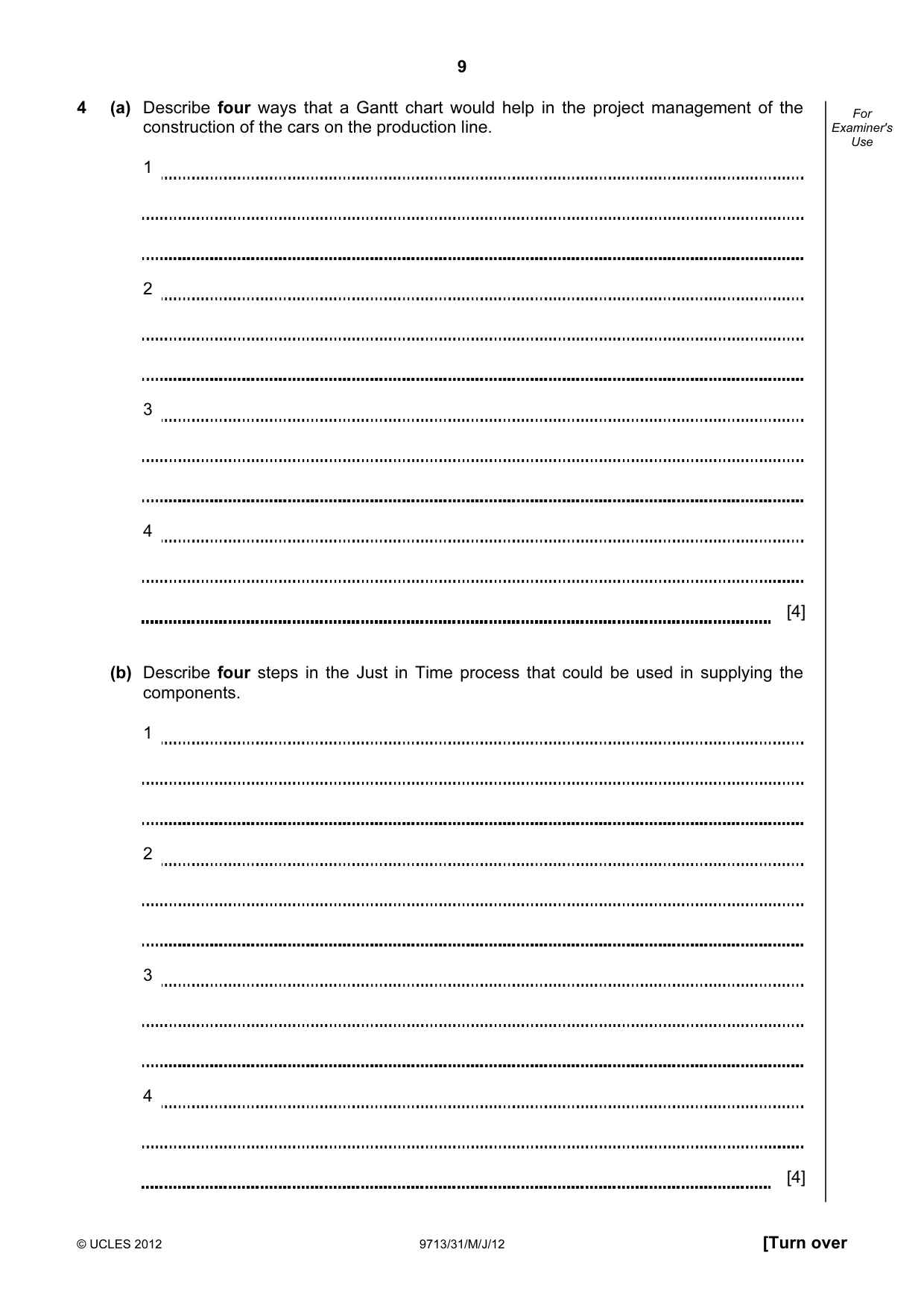 Cambridge A Level Applied Information and Communication Technology 9713 2012 May/June Paper 3 · Variant 1 question paper, page 9 of 16
