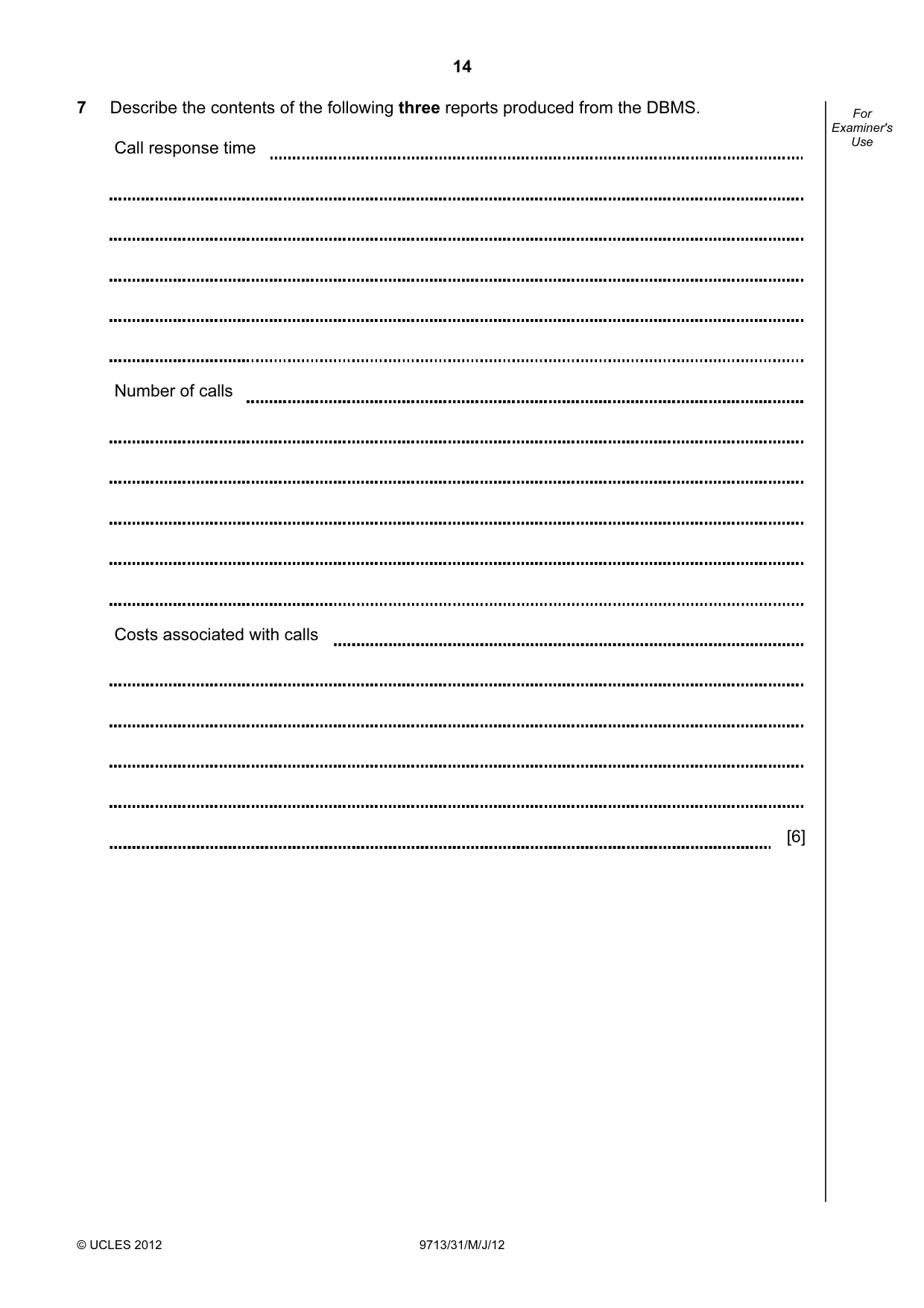 Cambridge A Level Applied Information and Communication Technology 9713 2012 May/June Paper 3 · Variant 1 question paper, page 14 of 16