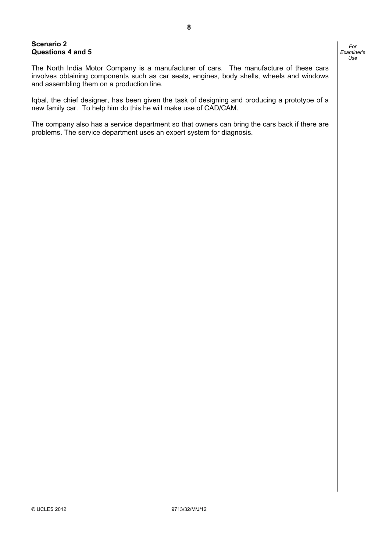 Cambridge A Level Applied Information and Communication Technology 9713 2012 May/June Paper 3 · Variant 2 question paper, page 8 of 16