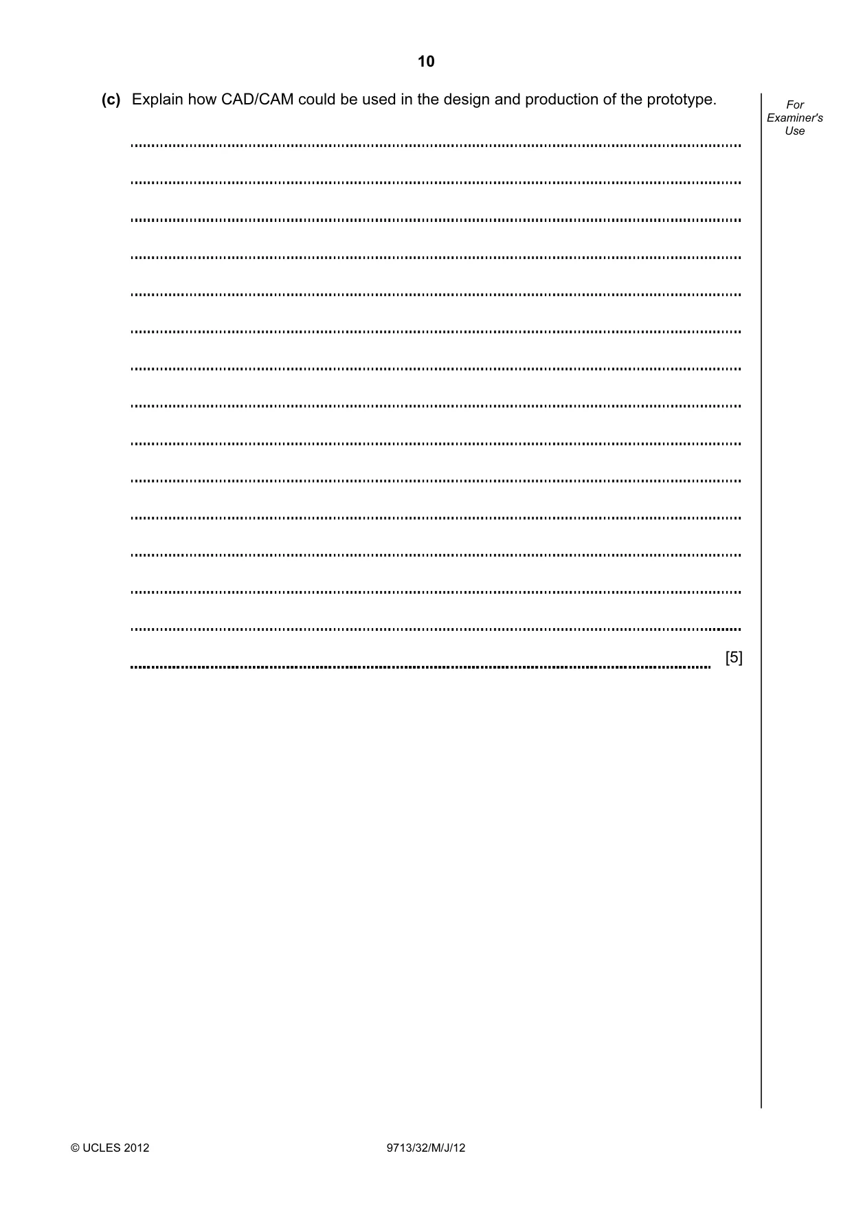Cambridge A Level Applied Information and Communication Technology 9713 2012 May/June Paper 3 · Variant 2 question paper, page 10 of 16