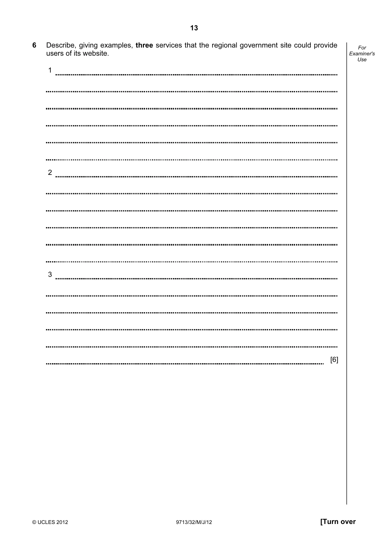 Cambridge A Level Applied Information and Communication Technology 9713 2012 May/June Paper 3 · Variant 2 question paper, page 13 of 16