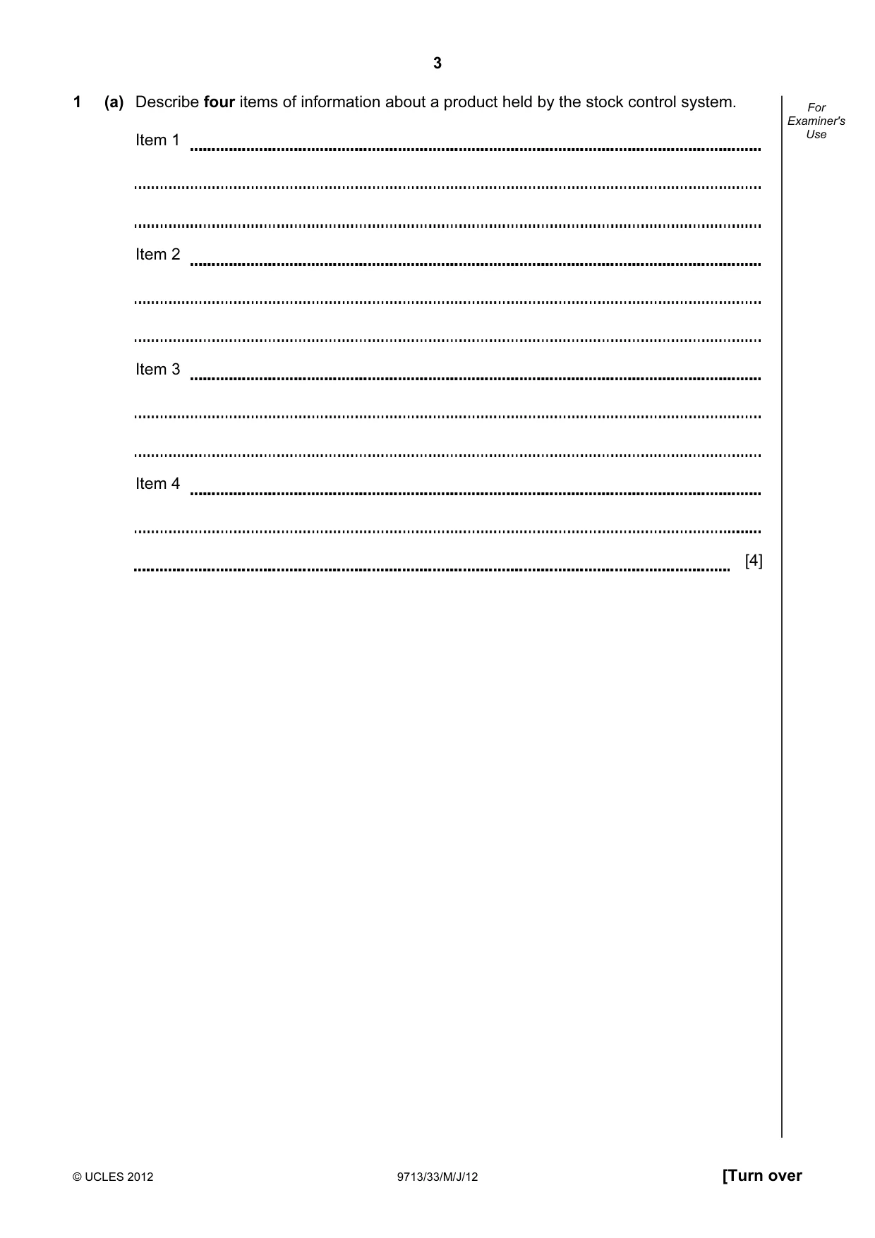Cambridge A Level Applied Information and Communication Technology 9713 2012 May/June Paper 3 · Variant 3 question paper, page 3 of 20