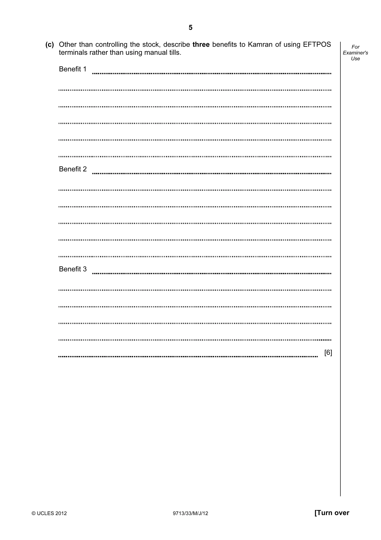 Cambridge A Level Applied Information and Communication Technology 9713 2012 May/June Paper 3 · Variant 3 question paper, page 5 of 20