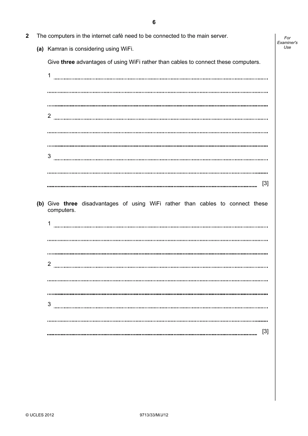 Cambridge A Level Applied Information and Communication Technology 9713 2012 May/June Paper 3 · Variant 3 question paper, page 6 of 20