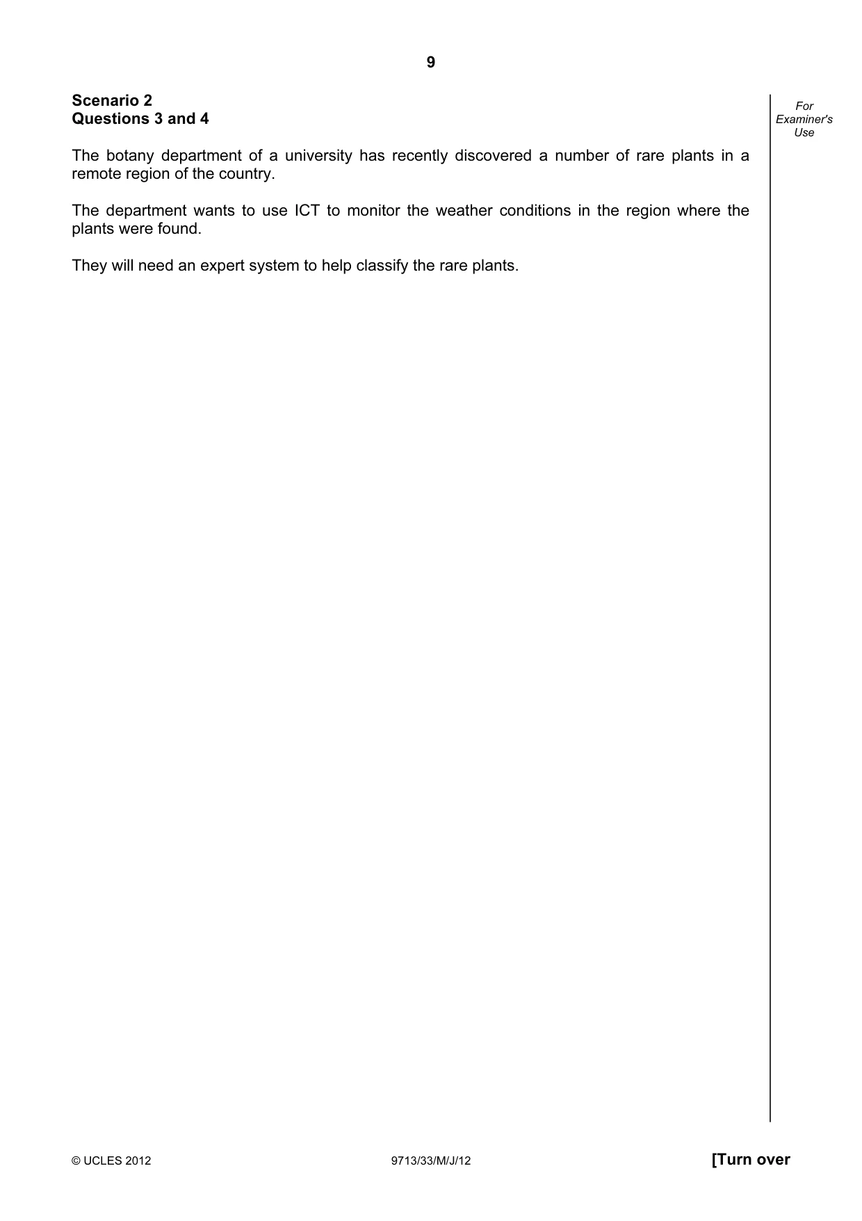 Cambridge A Level Applied Information and Communication Technology 9713 2012 May/June Paper 3 · Variant 3 question paper, page 9 of 20